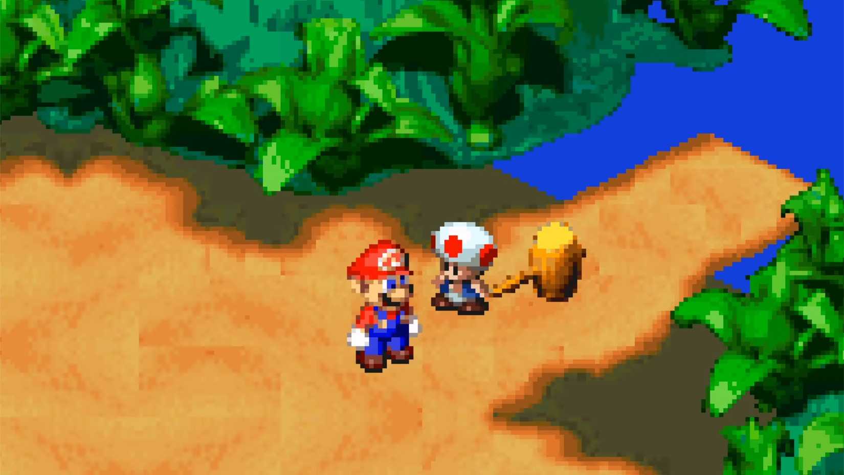A Super Mario RPG screenshot featuring Mario and Toad