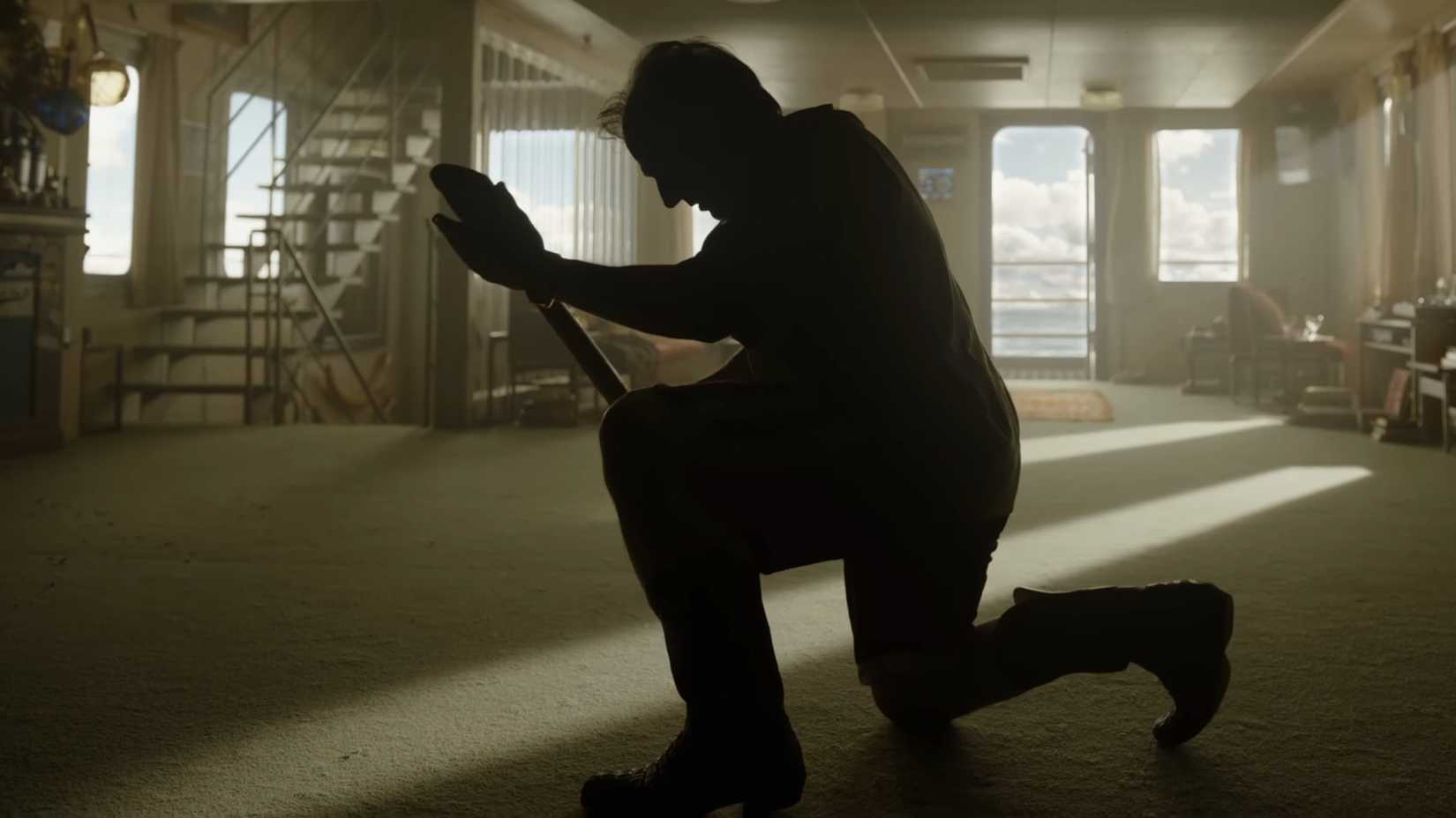 Tom Cruise as seen dancing with a shovel in a promo for 2026's Digger