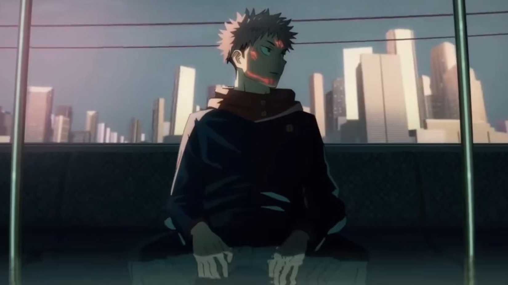 Yuji Itadori waking up on the train JJK Opener Kaikai Kitan