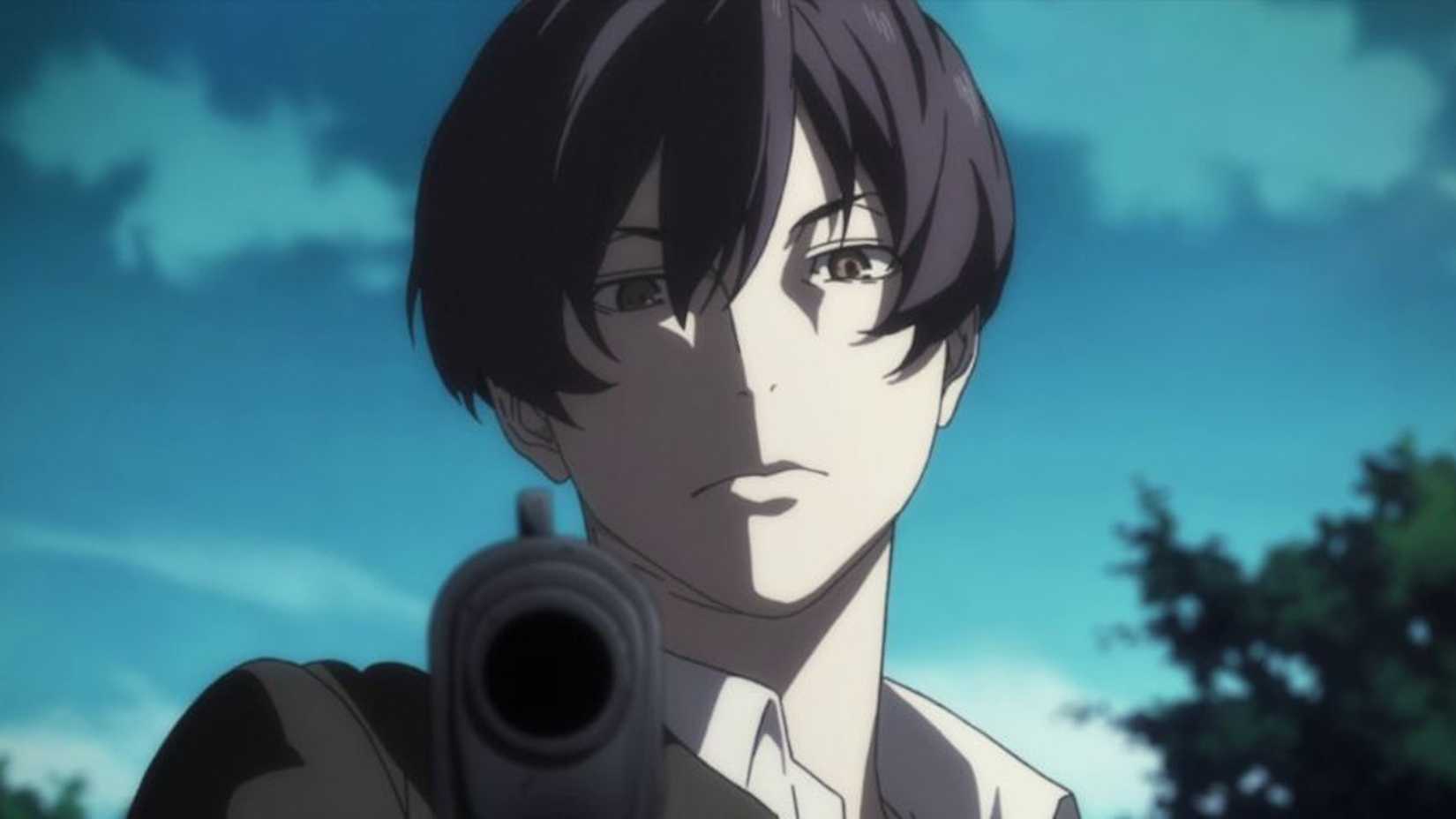 Angelo aims his gun in 91 Days.