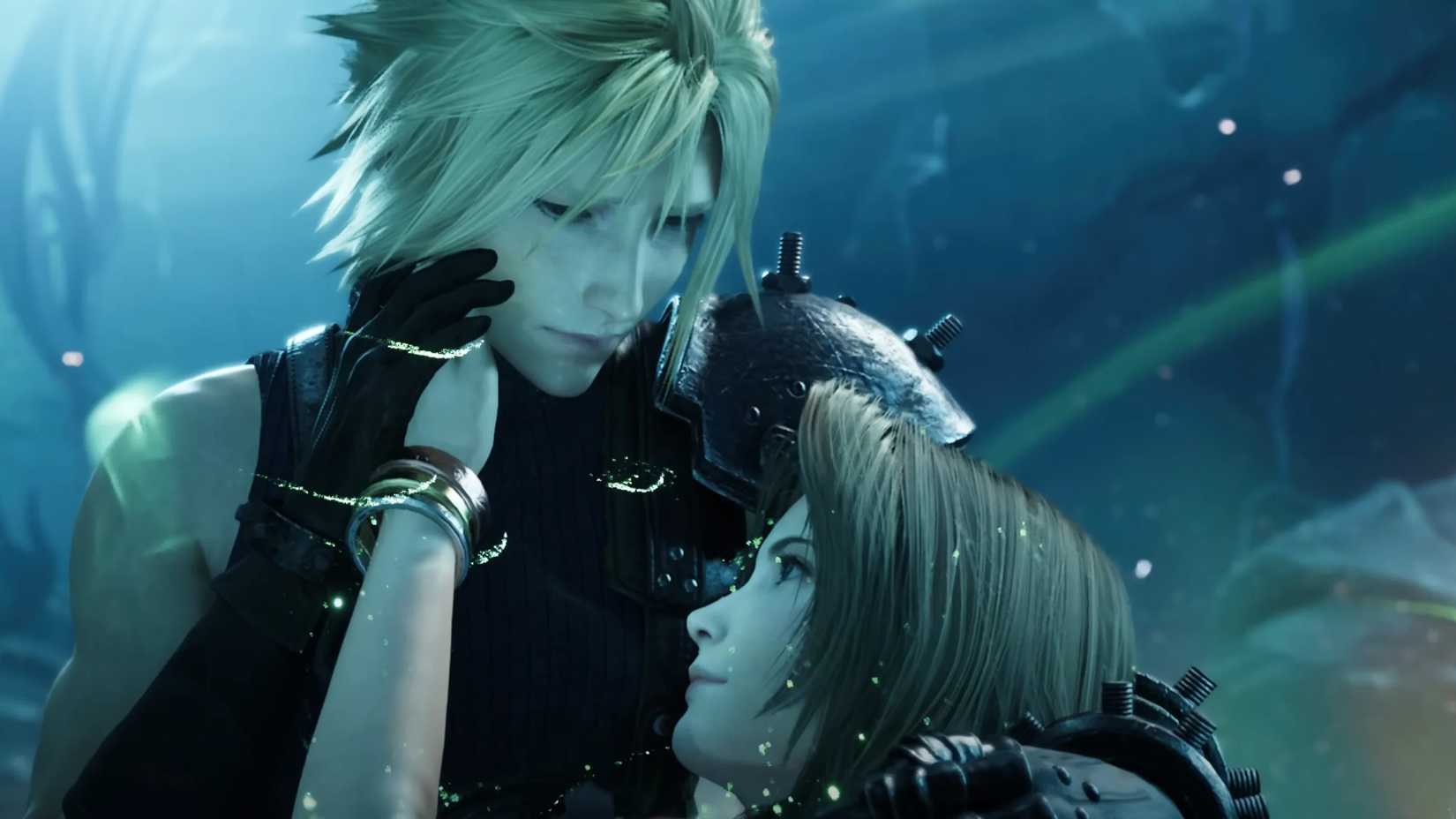 Cloud holding Aerith FF 7 Rebirth