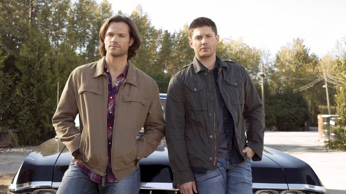 Dean and Sam in Supernatural sitting on the hood of Baby.