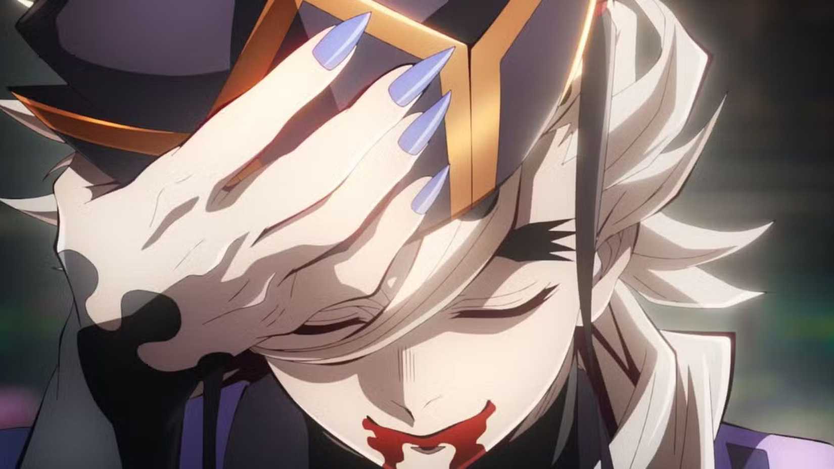 Demon Slayer Doma taking off his hat after consuming Shinobu Kocho