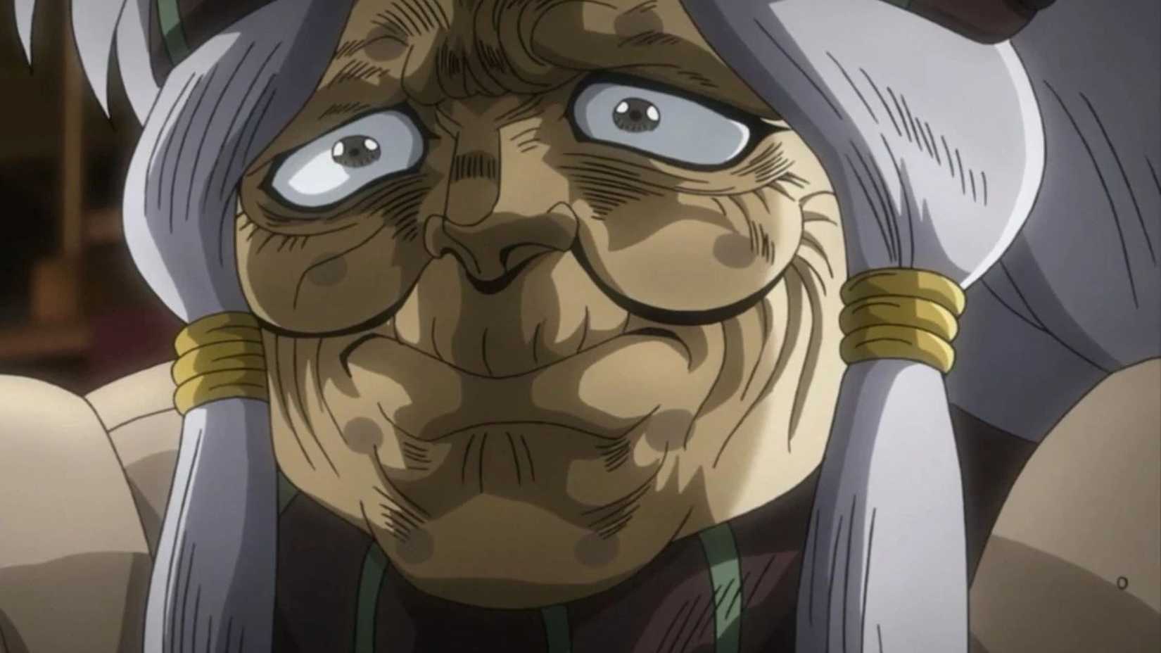 Enya la sorcière a l'impression qu'elle va pleurer dans Jojo's Bizarre Adventure