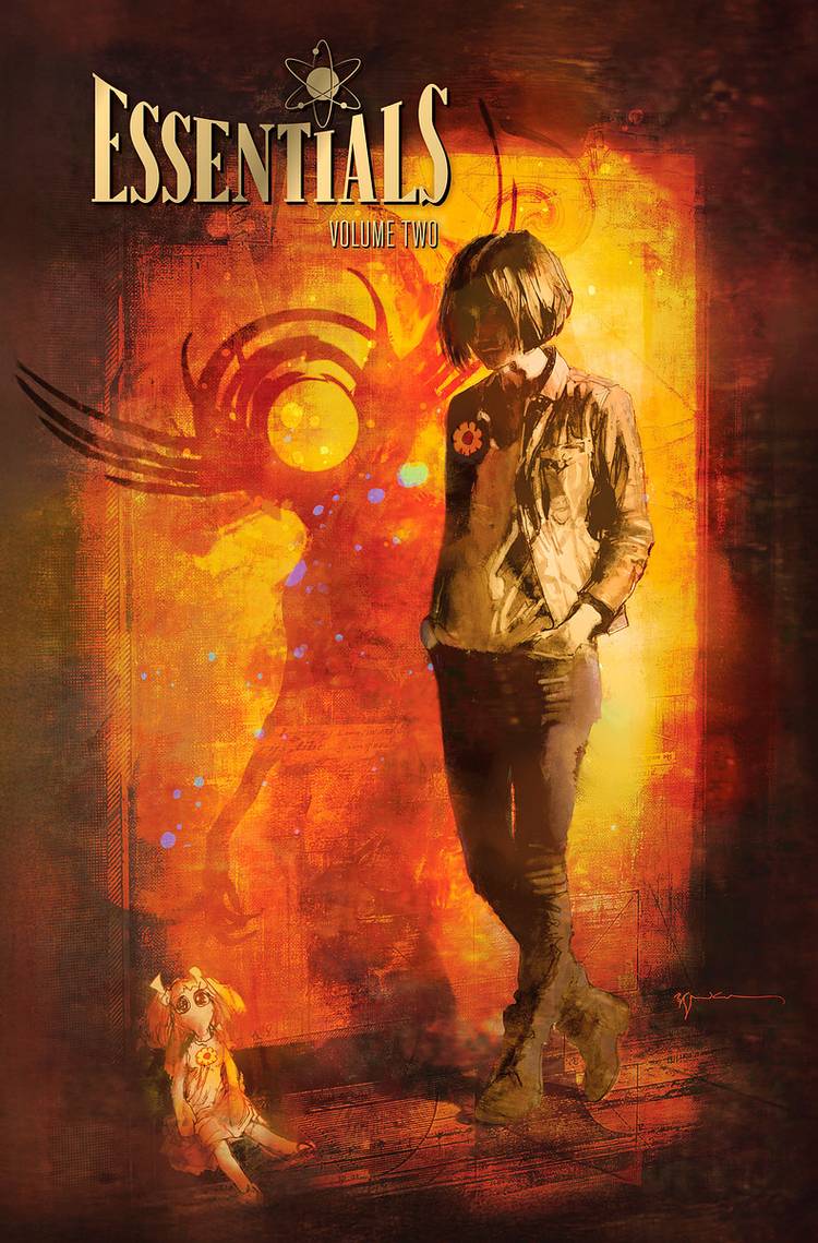 The protagonist of Essentials v2 walks through a hallway as their shadow reveals something mysterious on the Sienkiewicz Cover