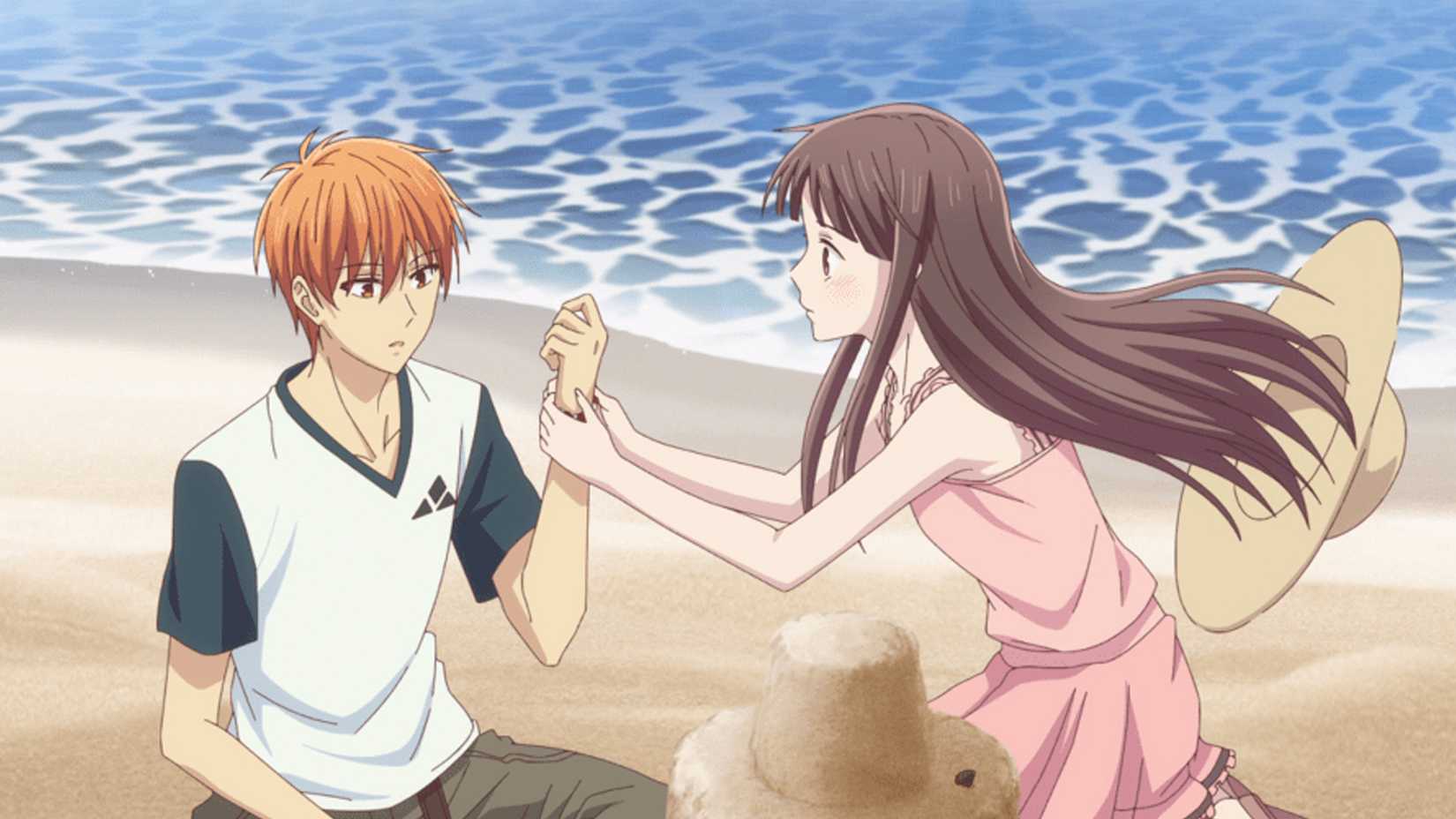 Fruits Basket's Kyo and Tohru at the beach together 