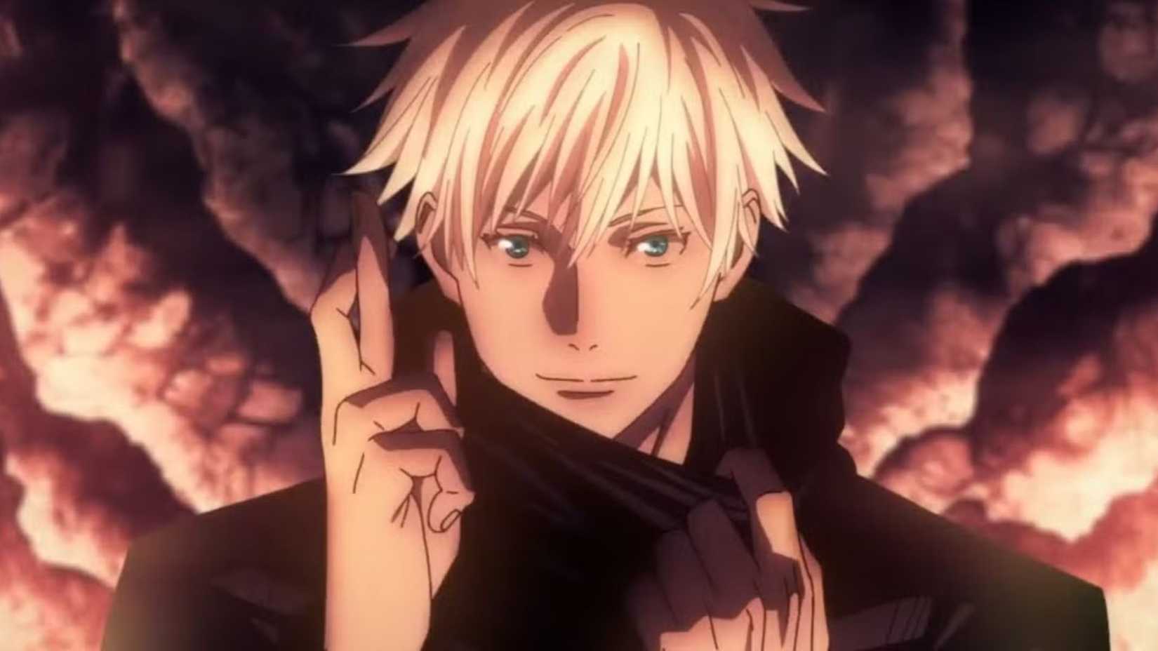 Gojo utilisant Infinite Void contre Jogo dans Jujutsu Kaisen.