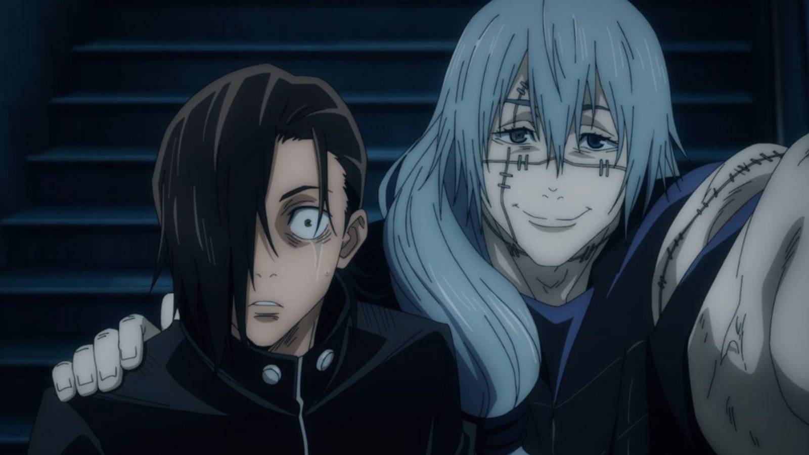 Junpei and Mahito in the sewer in JJK