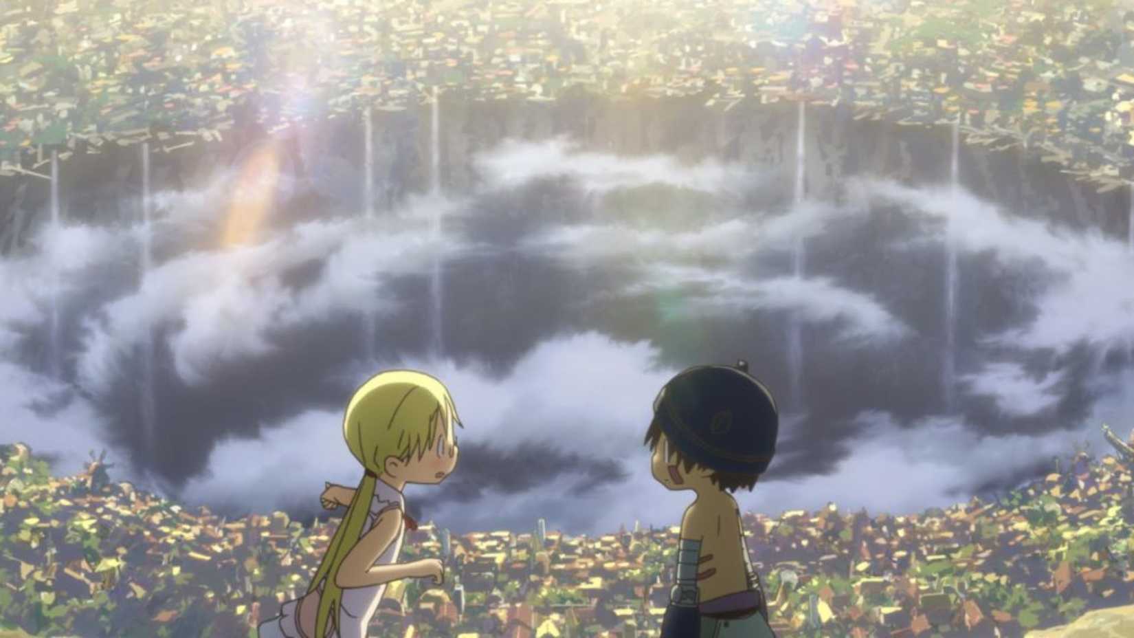 Riko and Reg look out over the abyss in Made in Abyss.
