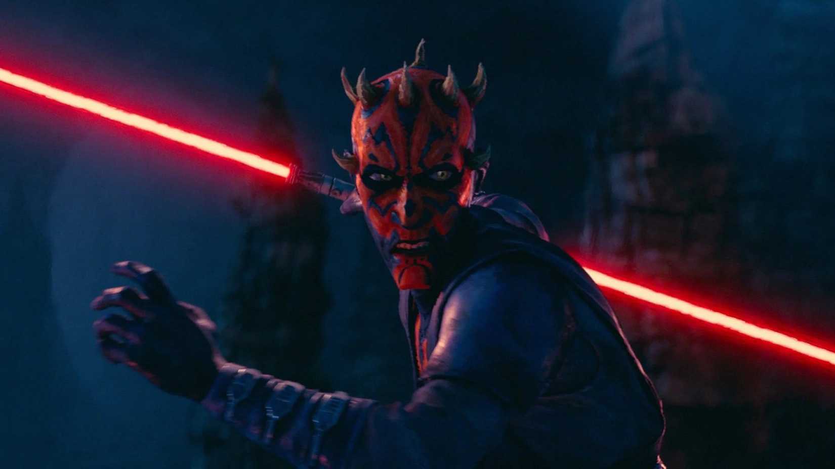 Maul looks threatening as he wields his lightsaber. 