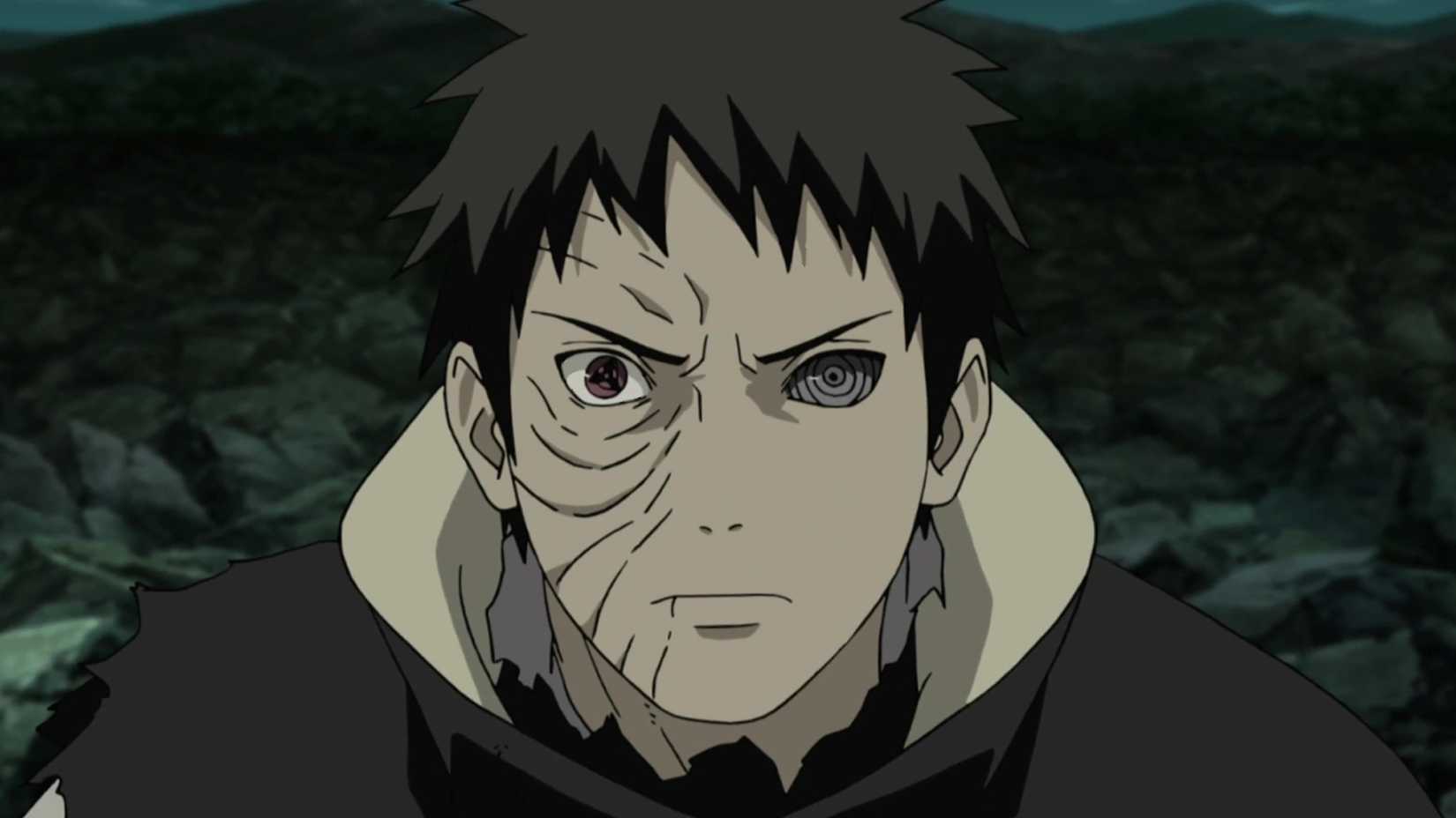 Obito Uchiha looks determined during the Fourth Great Ninja War in Naruto: Shippuden