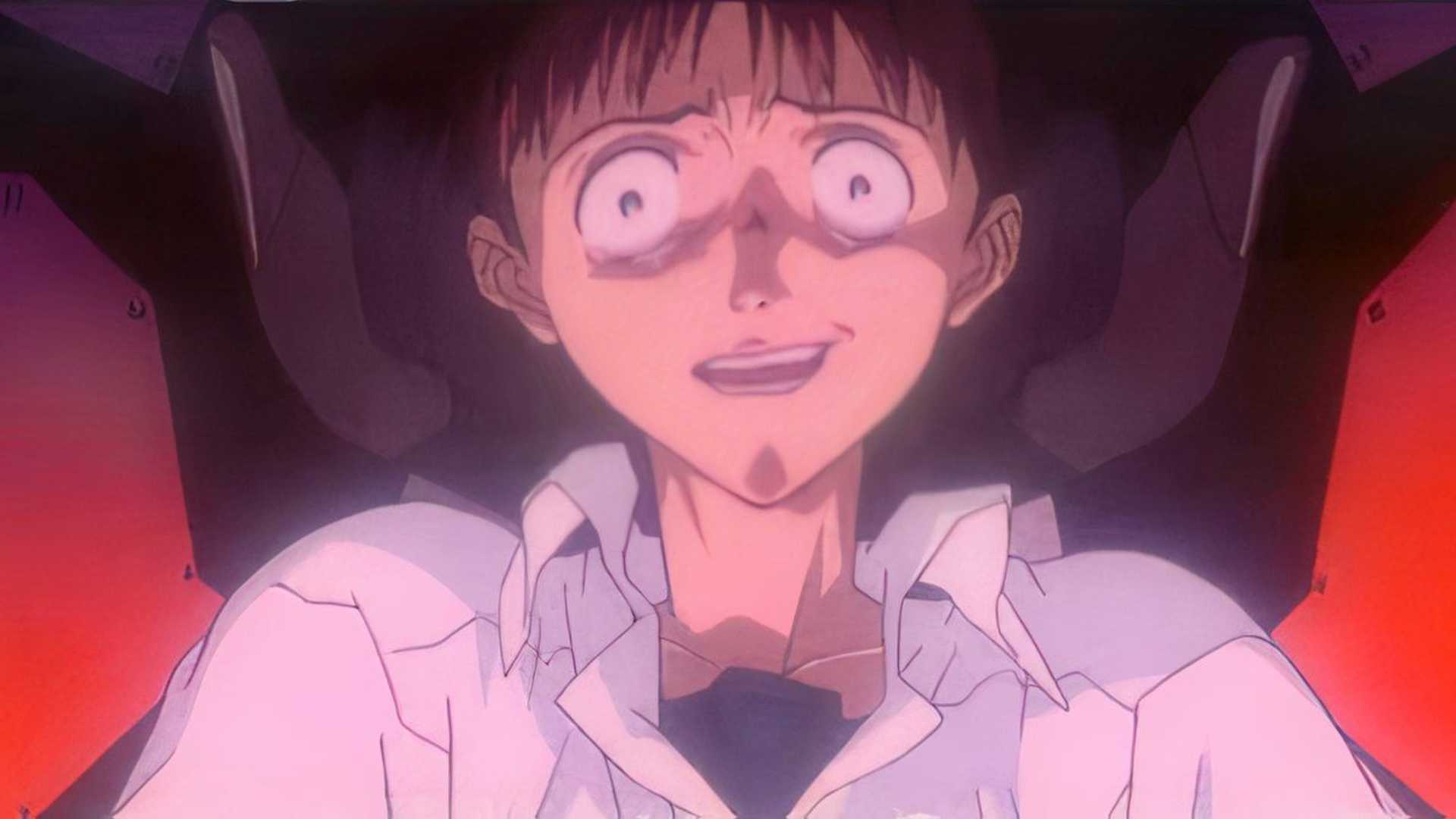 Shinji Ikari starts losing his mind during the Third Impact in The End of Evangelion.