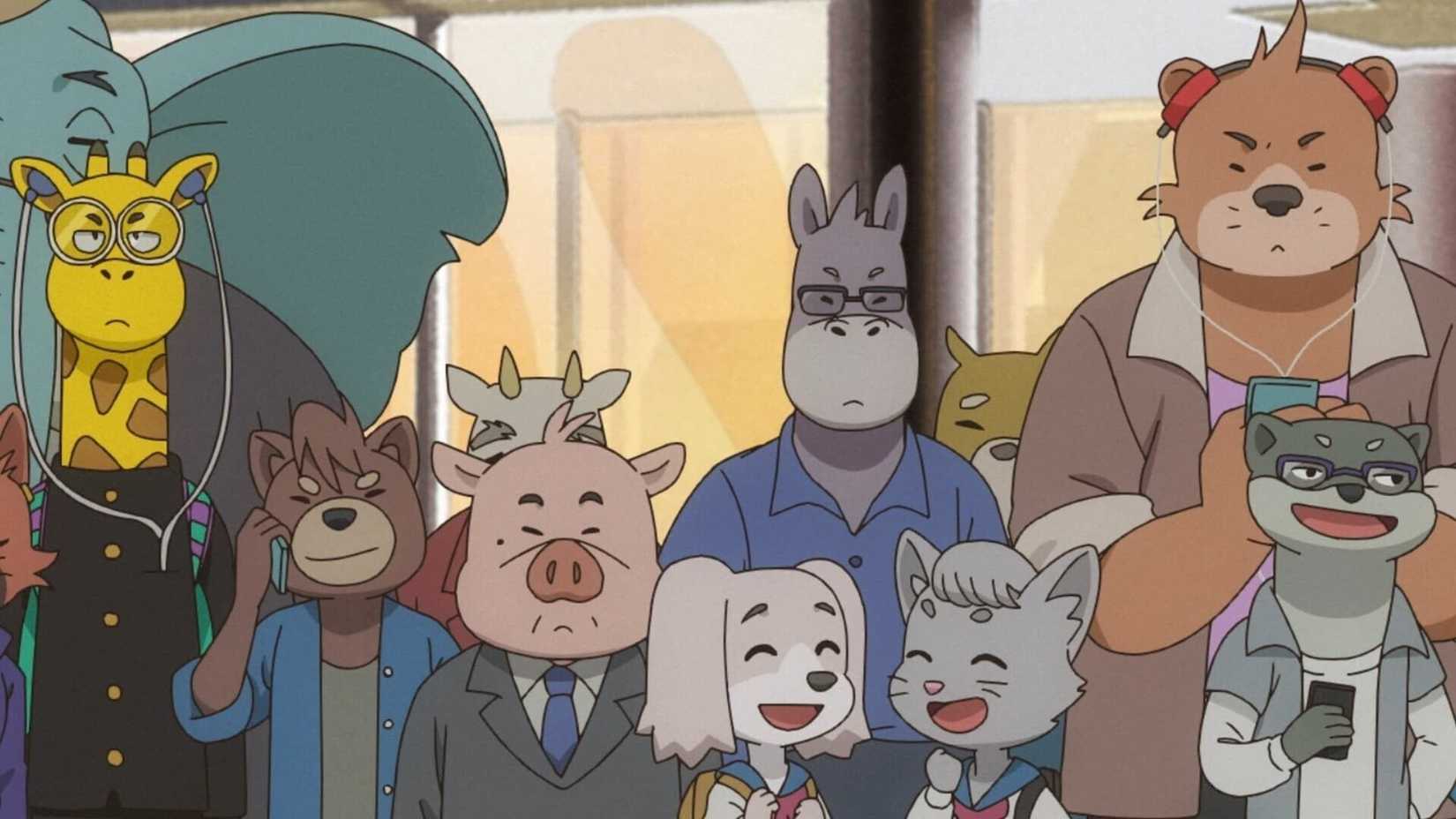 The anthromorphic animal civilians in Odd Taxi.