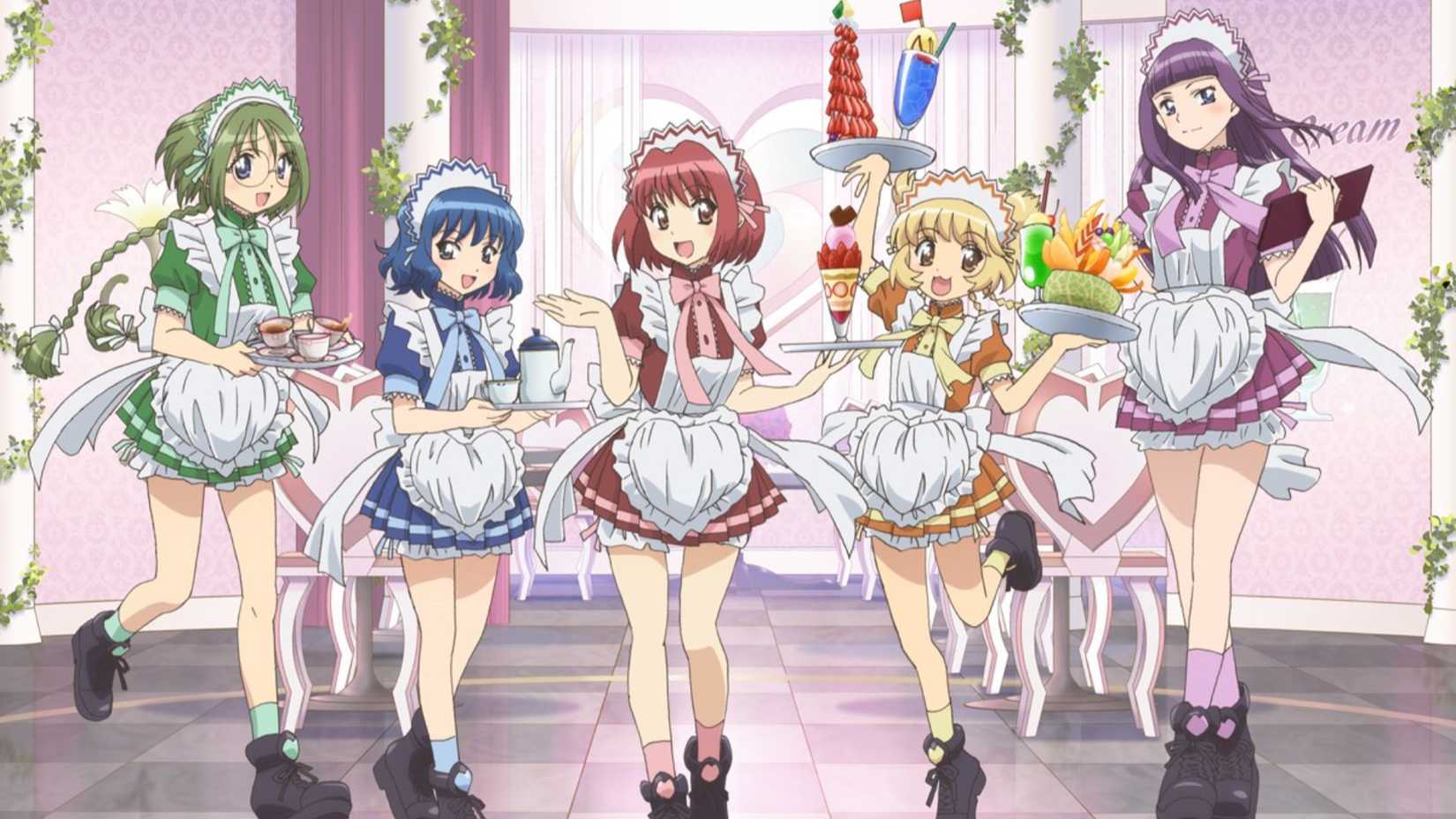 The Tokyo Mew Mew New girls in maid cafe outfits.
