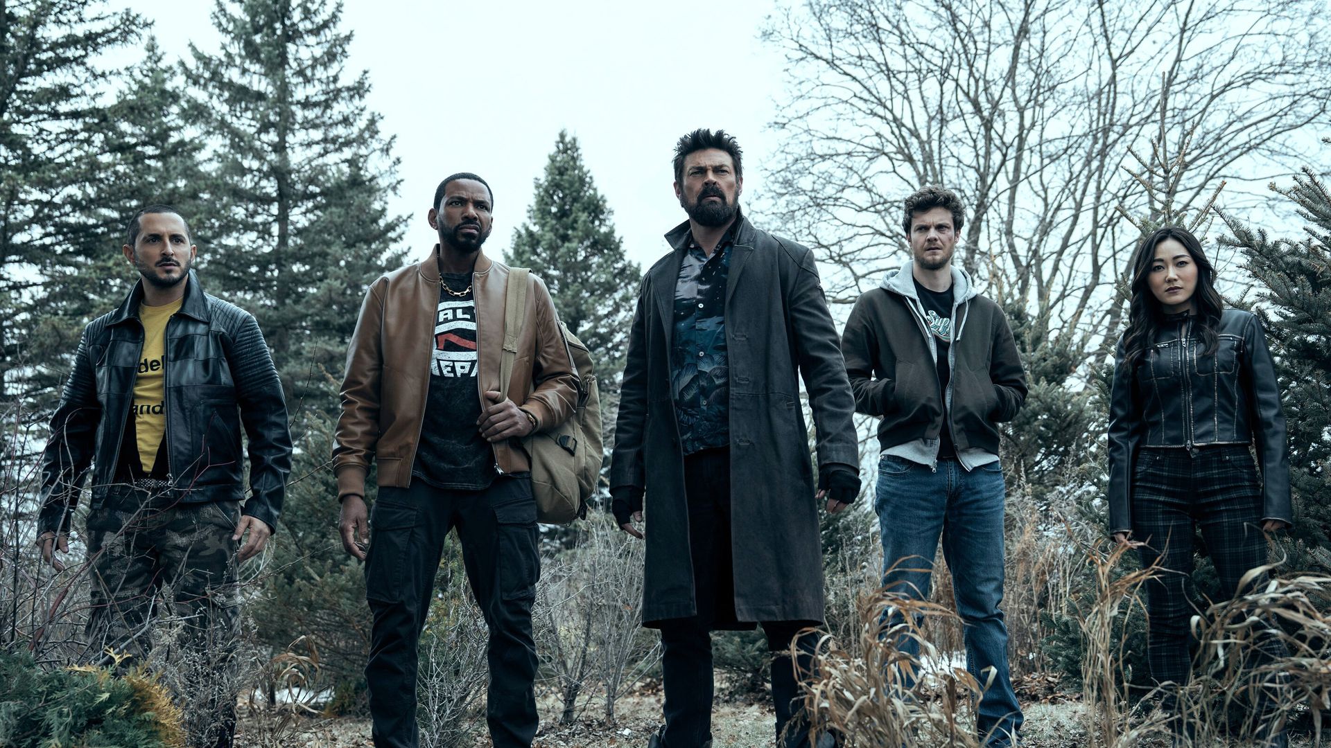 Tomer Capone as Frenchie, Laz Alonso as Mother's Milk, Karl Urban as Billy Butcher, Jack Quaid as Hughie Campbell, Karen Fukuhara as Kimiko in The Boys final season