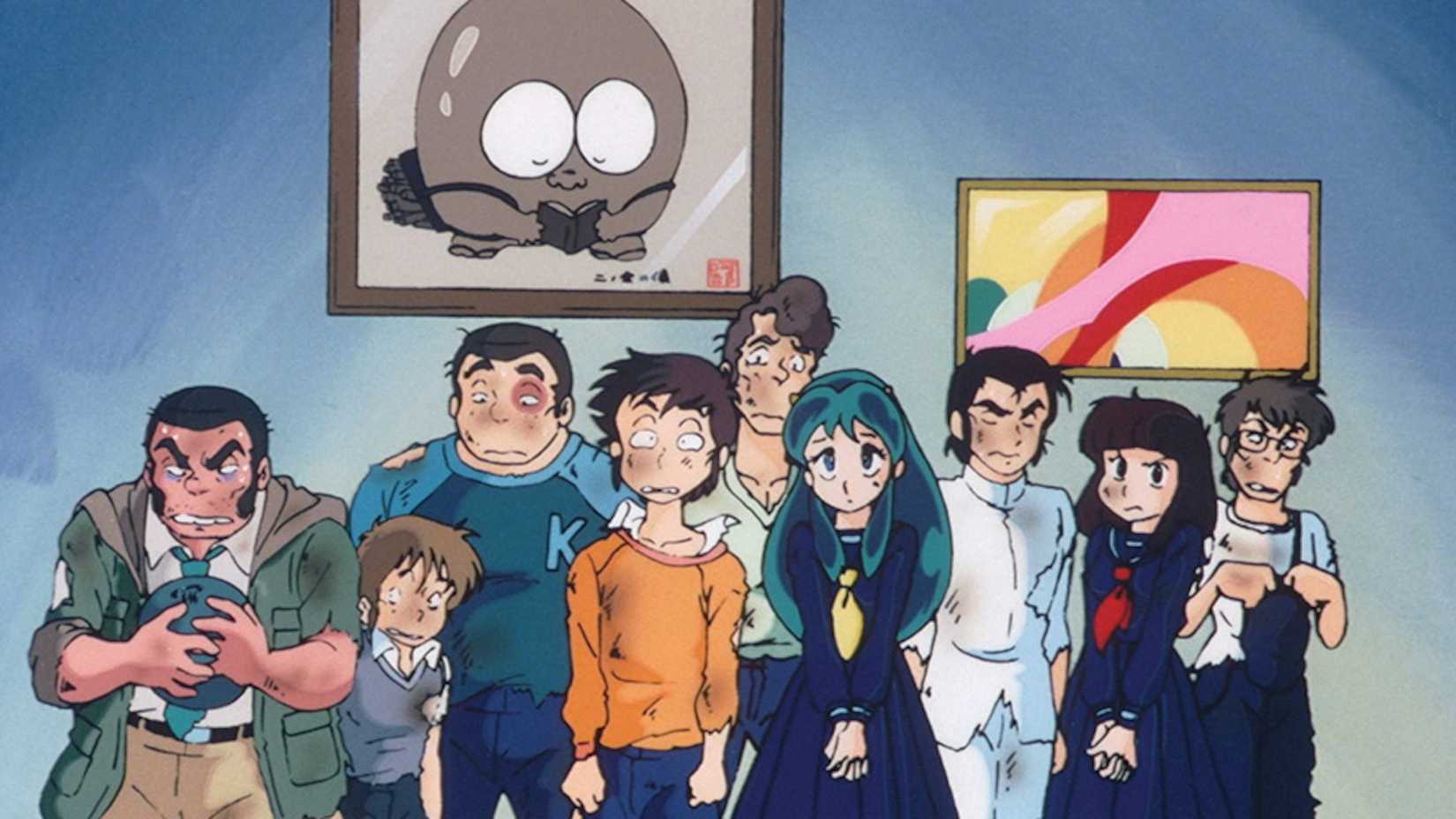 Ataru, Lum, and friends are exhausted and injured in Urusei Yatsura 2: Beautiful Dreamer.