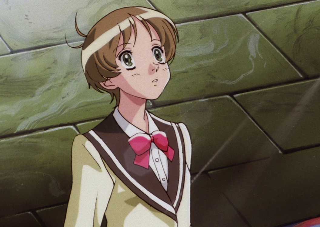 Hitomi Kanzaki looking up in wonder at something not pictured on screen in The Vision of Escaflowne
