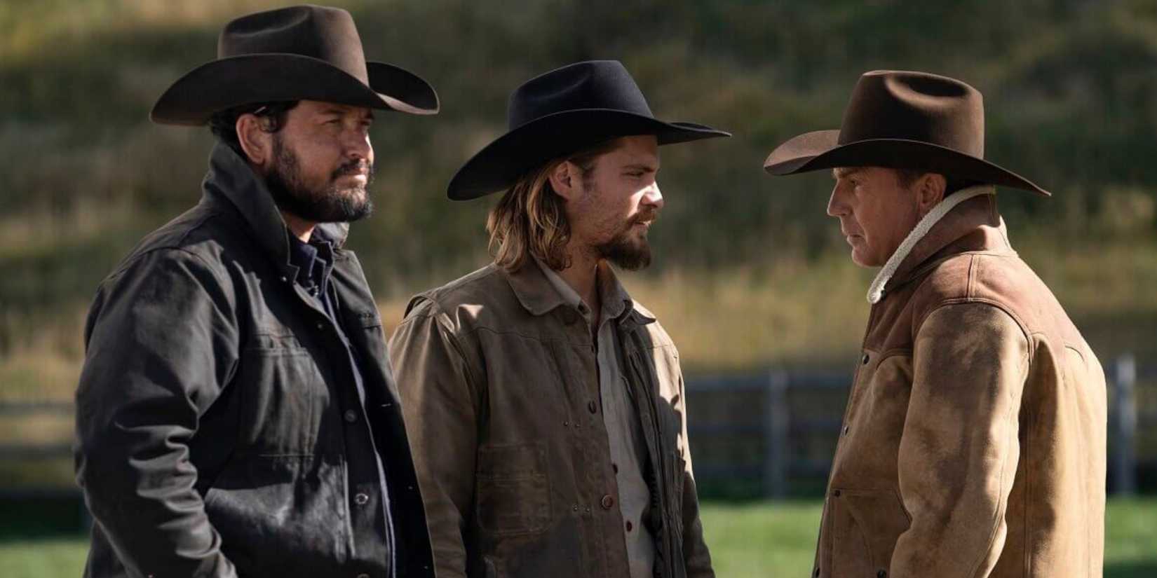 Rip Wheeler, Kayce Dutton and John Dutton on Yellowstone