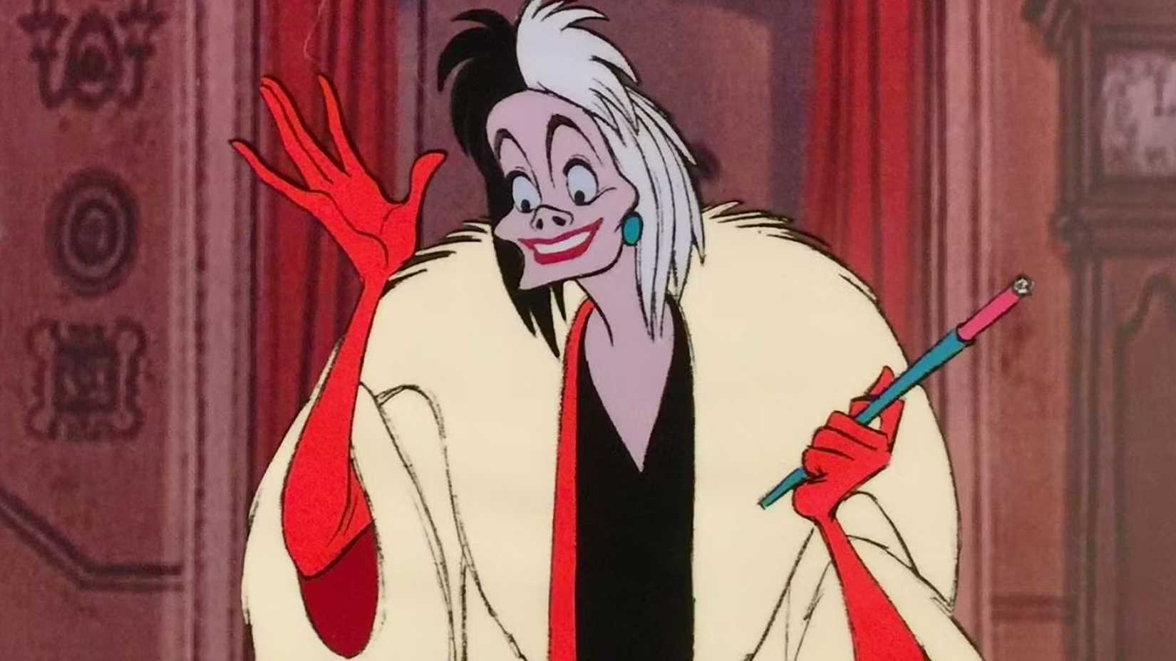 Cruella holds her cigarette in 101 Dalmatians.
