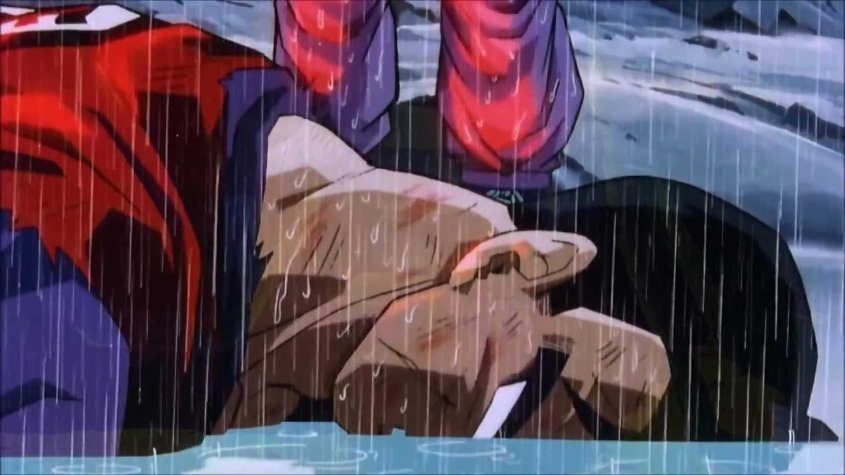 Future Gohan's lifeless body is left face down in a pool of water in Dragon Ball Z anime