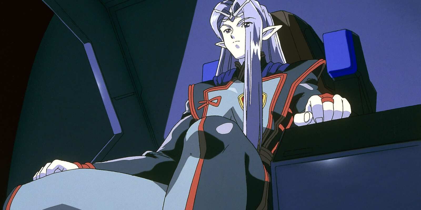 Lafiel sits in her throne in Crest of the Stars.