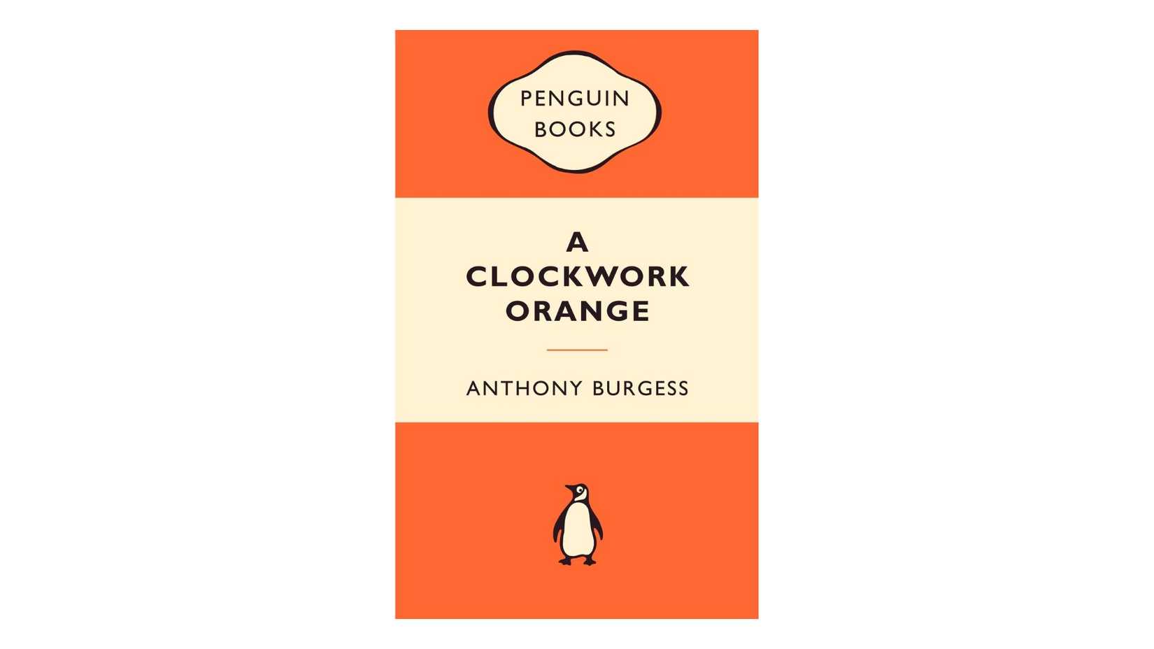 A Clockwork Orange by Anthony Burgess book cover on a white background