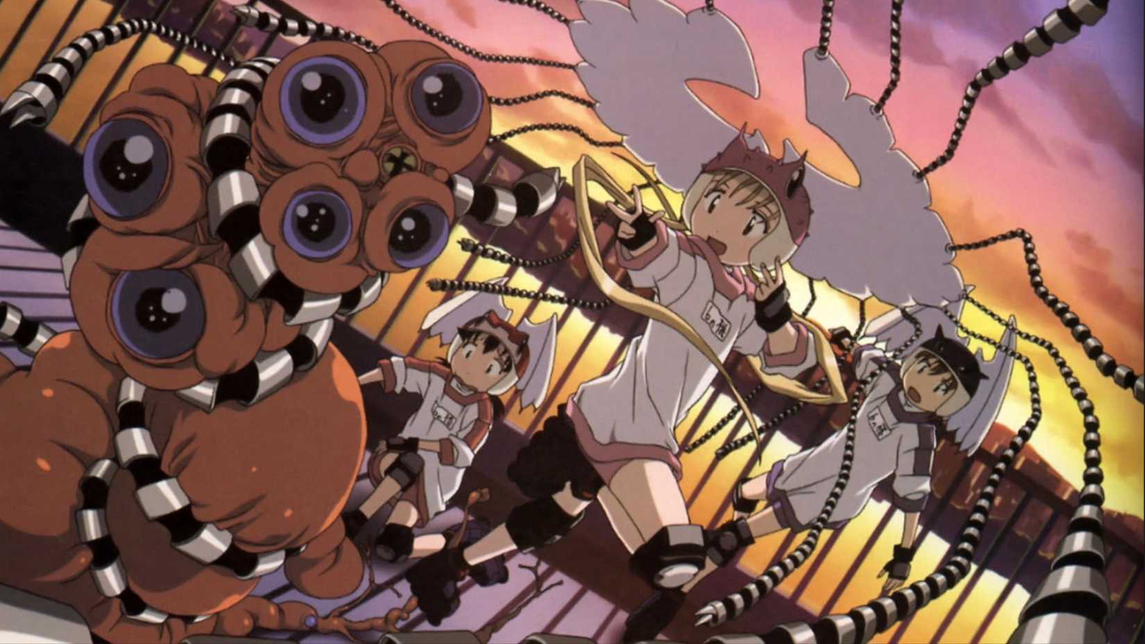 A trio of magical girls battle monsters in Alien Nine.