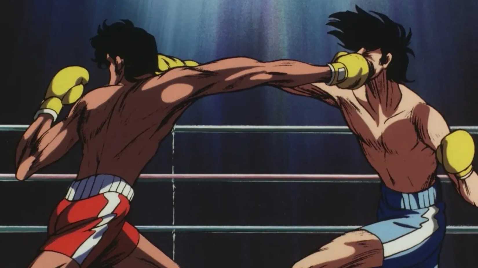 Joe Yabuki throwing a punch his final fight in Tomorrow's Joe anime