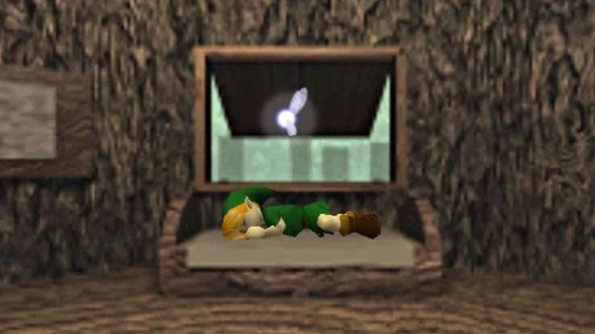 Link sleeps in bed in the opening scene of The Legend of Zelda: Ocarina of Time