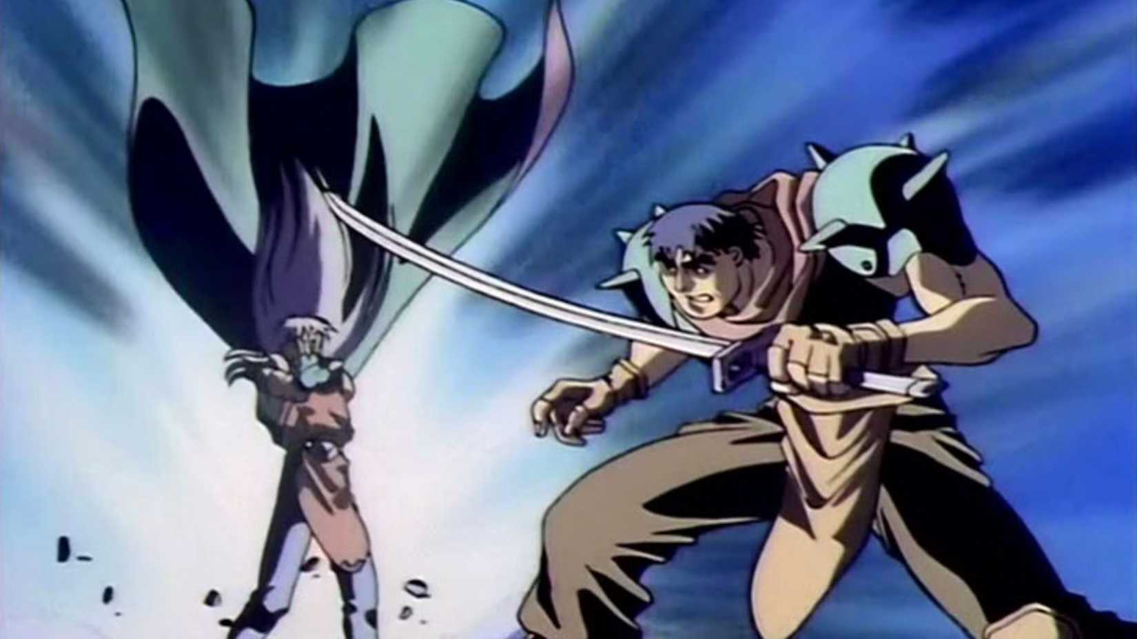 A magical battle breaks out in Bastard!! (1992).