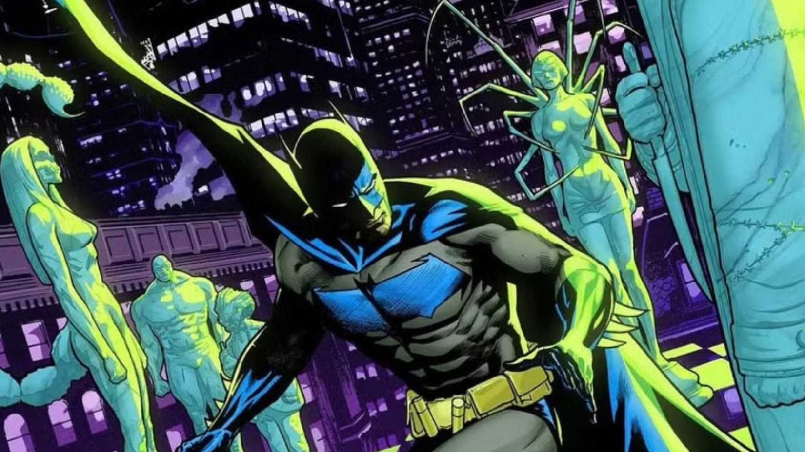 Batman surrounded by villains