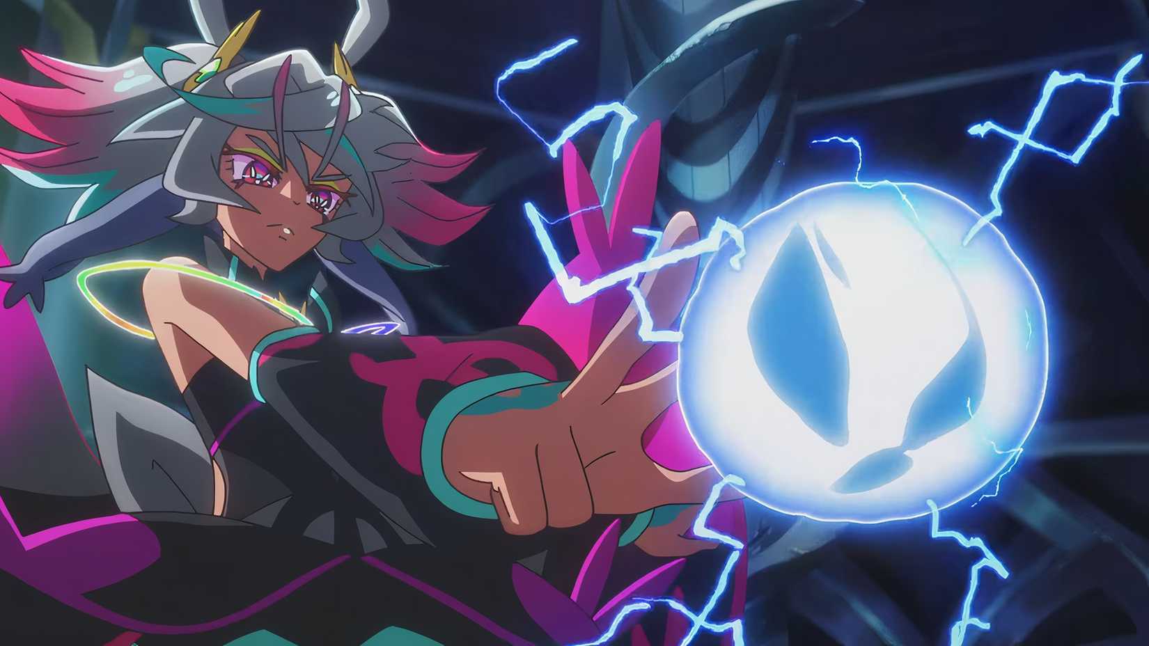 Cure Supreme about to fire an attack at the other Precure in the Pretty Cure All Stars F movie