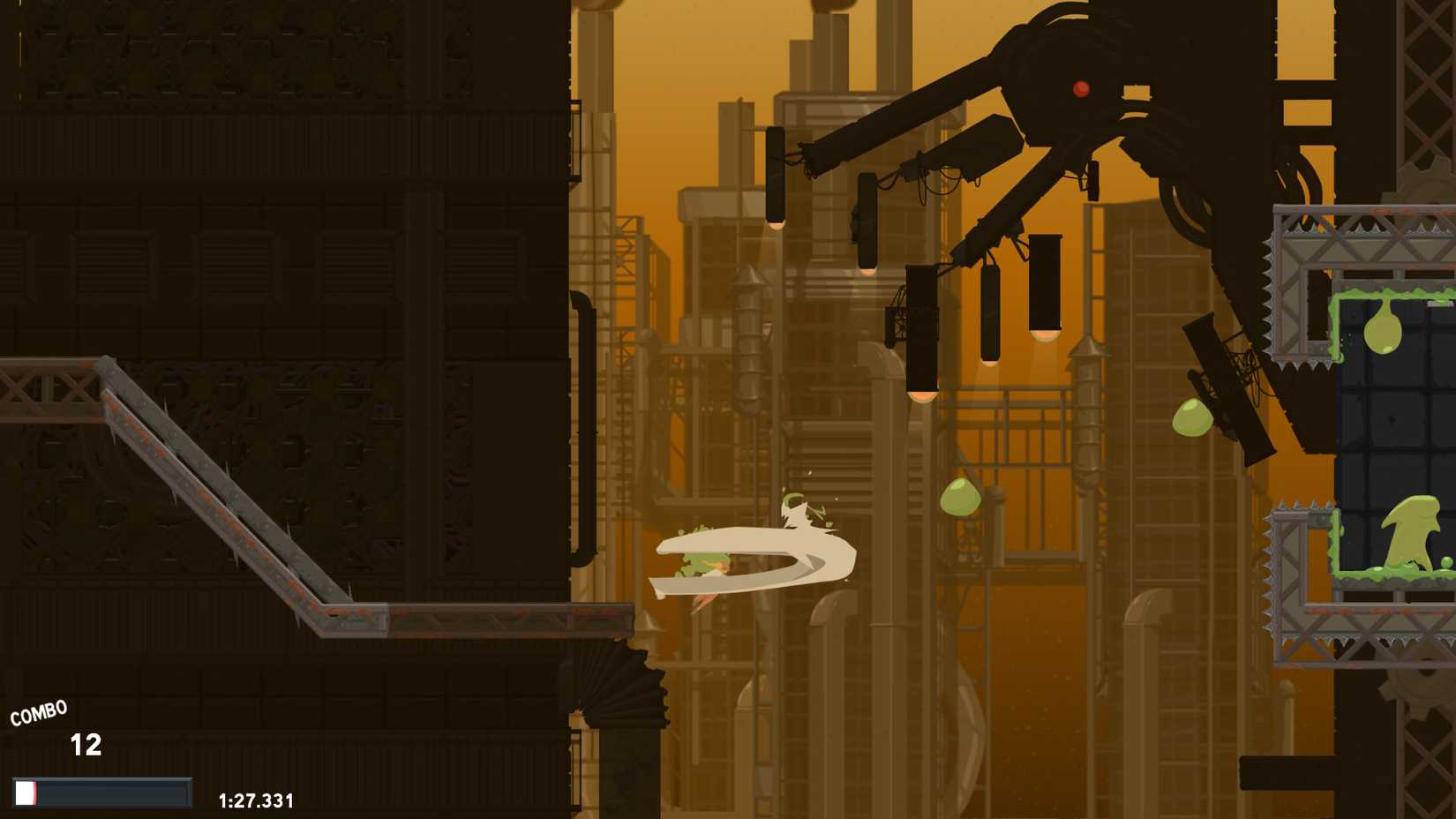 A Dustforce promotional image featuring one of the game's levels.
