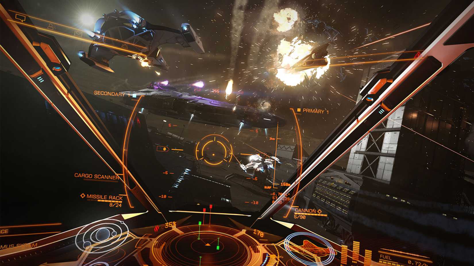 Elite Dangerous Screenshot of a space ship battle