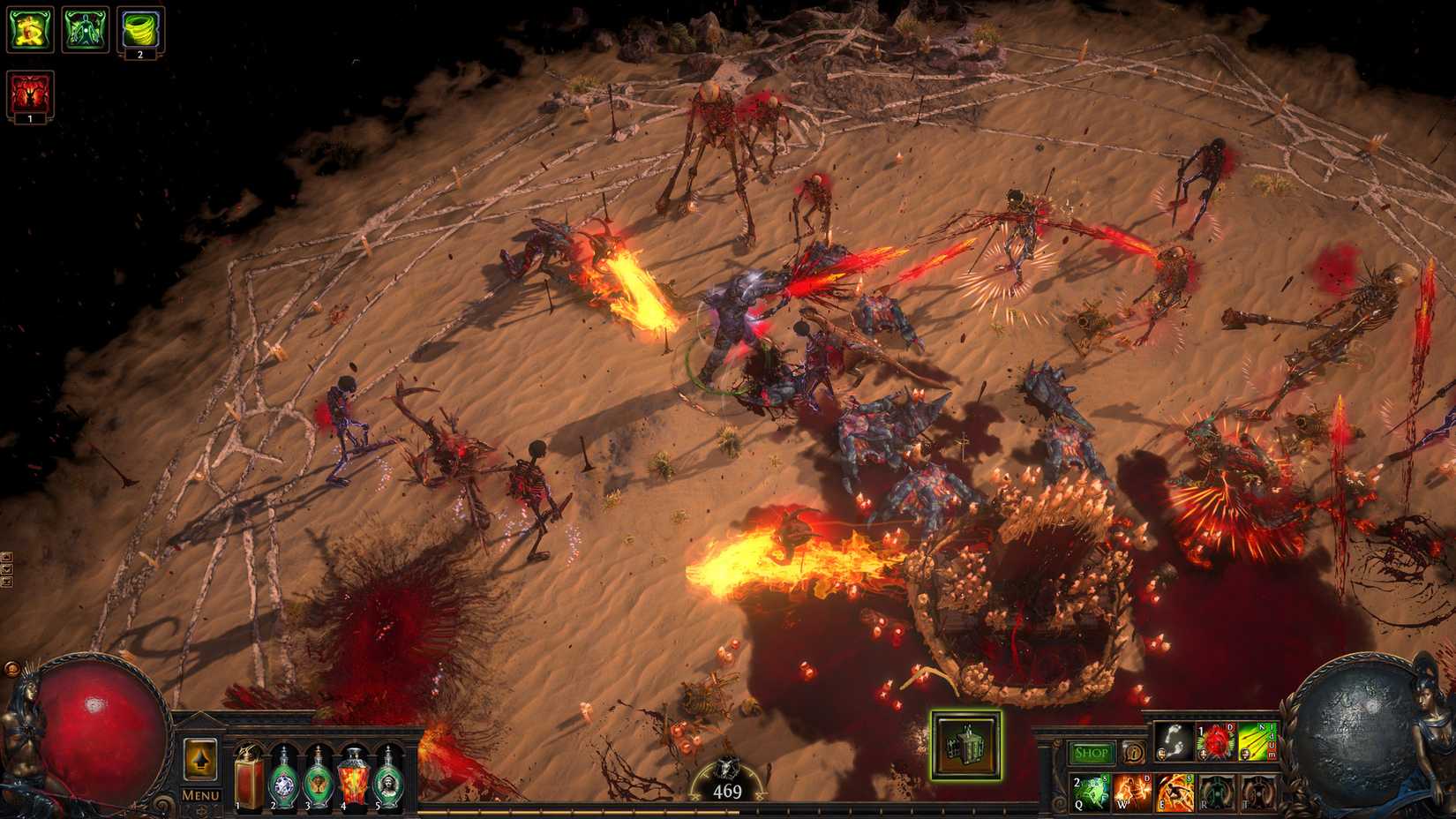 enemies attacking the player in Path of Exile