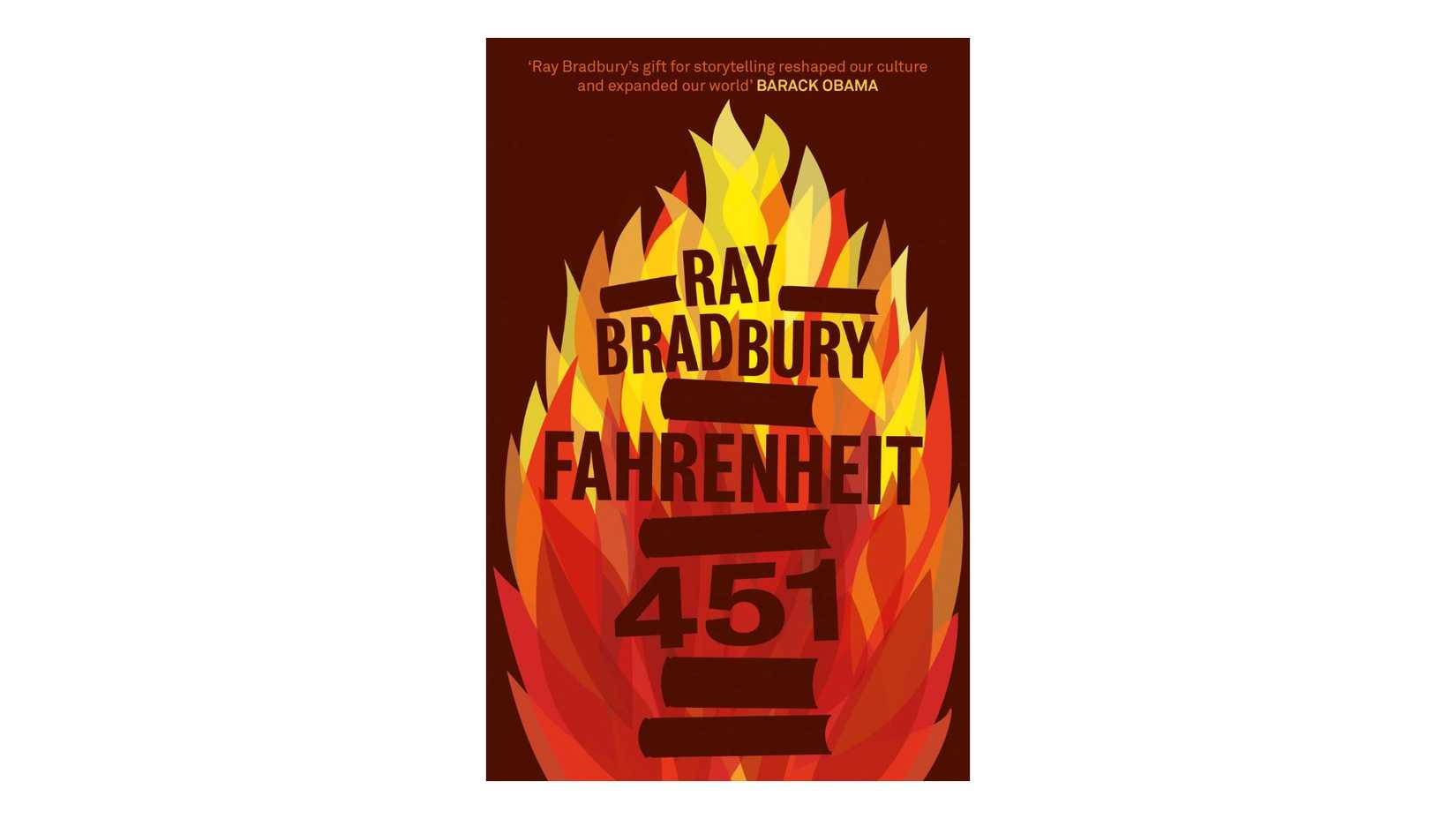 Fahrenheit 451 by Ray Bradbury book cover on a white background
