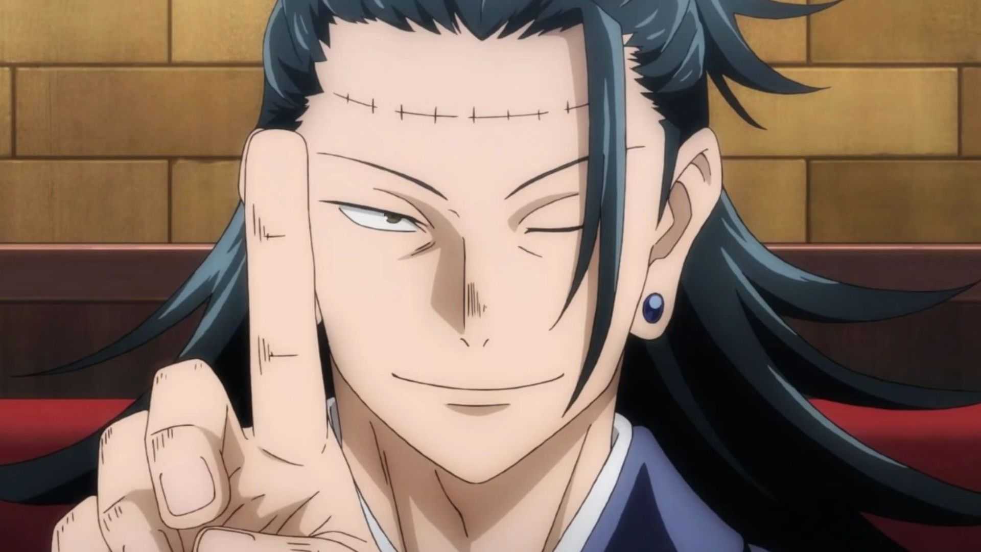 Kenjaku as Geto in Jujutsu Kaisen lifting a finger.