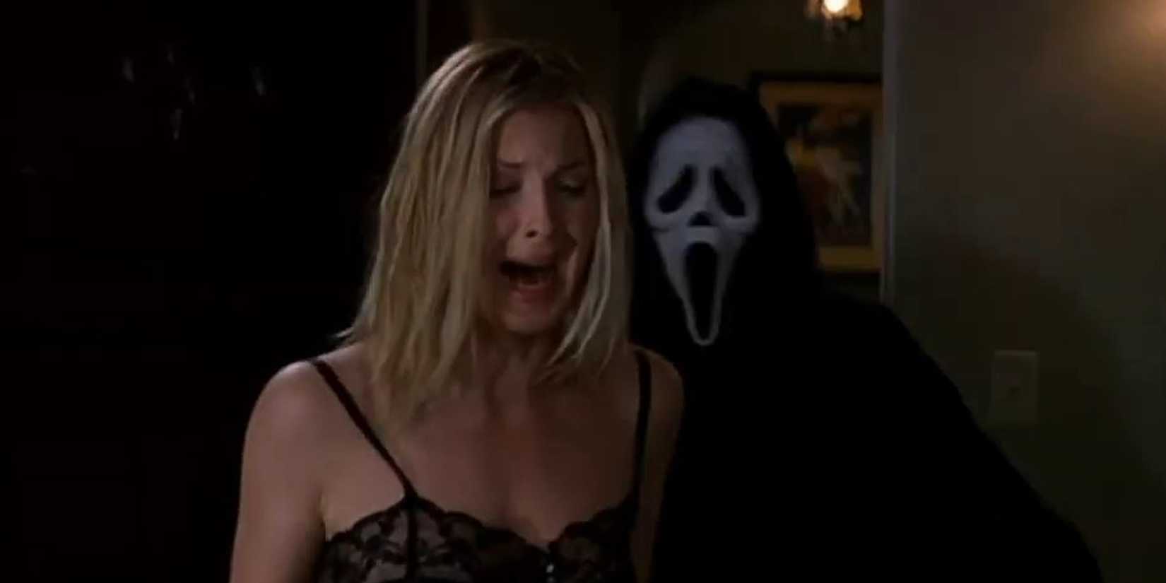 Ghostface behind Christine in Scream 3