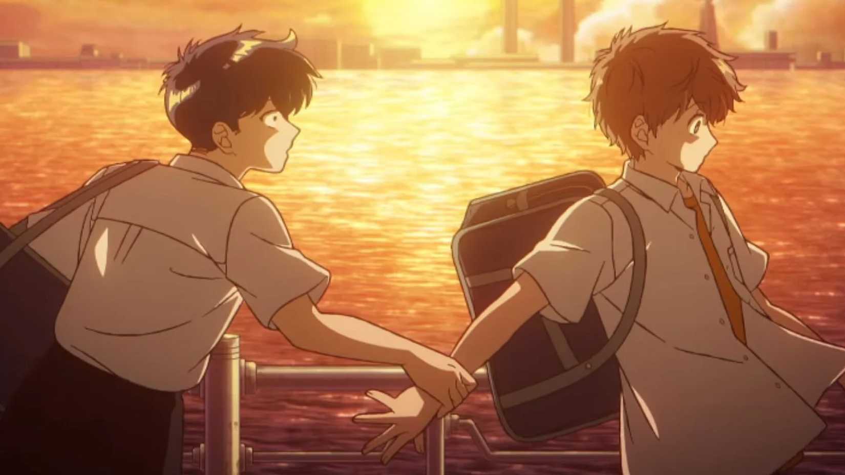 Go For It, Nakamura-kun!! with Nakamura reaching for Horise's arm in front of the water