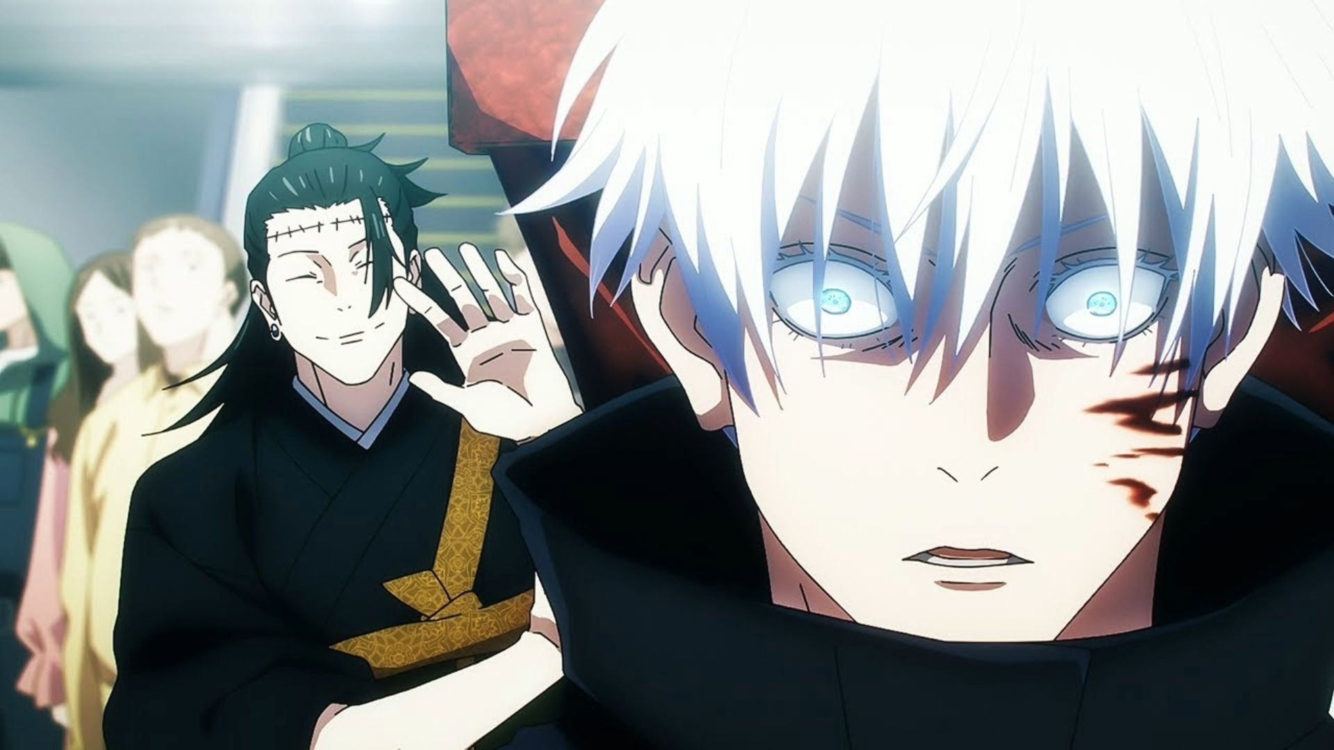 Gojo looking shocked in Jujutsu Kaisen's Shibuya Incident Arc anime