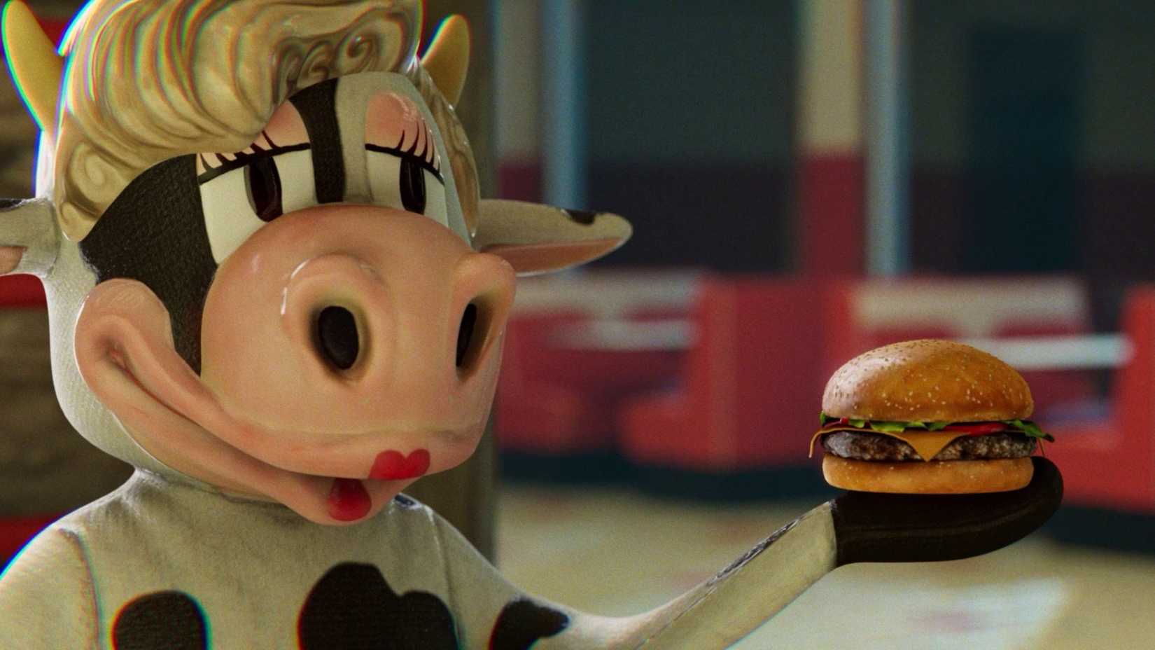 Happy's Humble Burger Farm Cow mascot