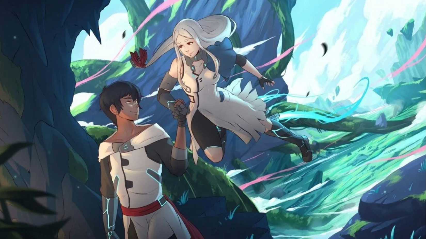 Yu and Kay together as they look at a beautiful alien world in Haven game