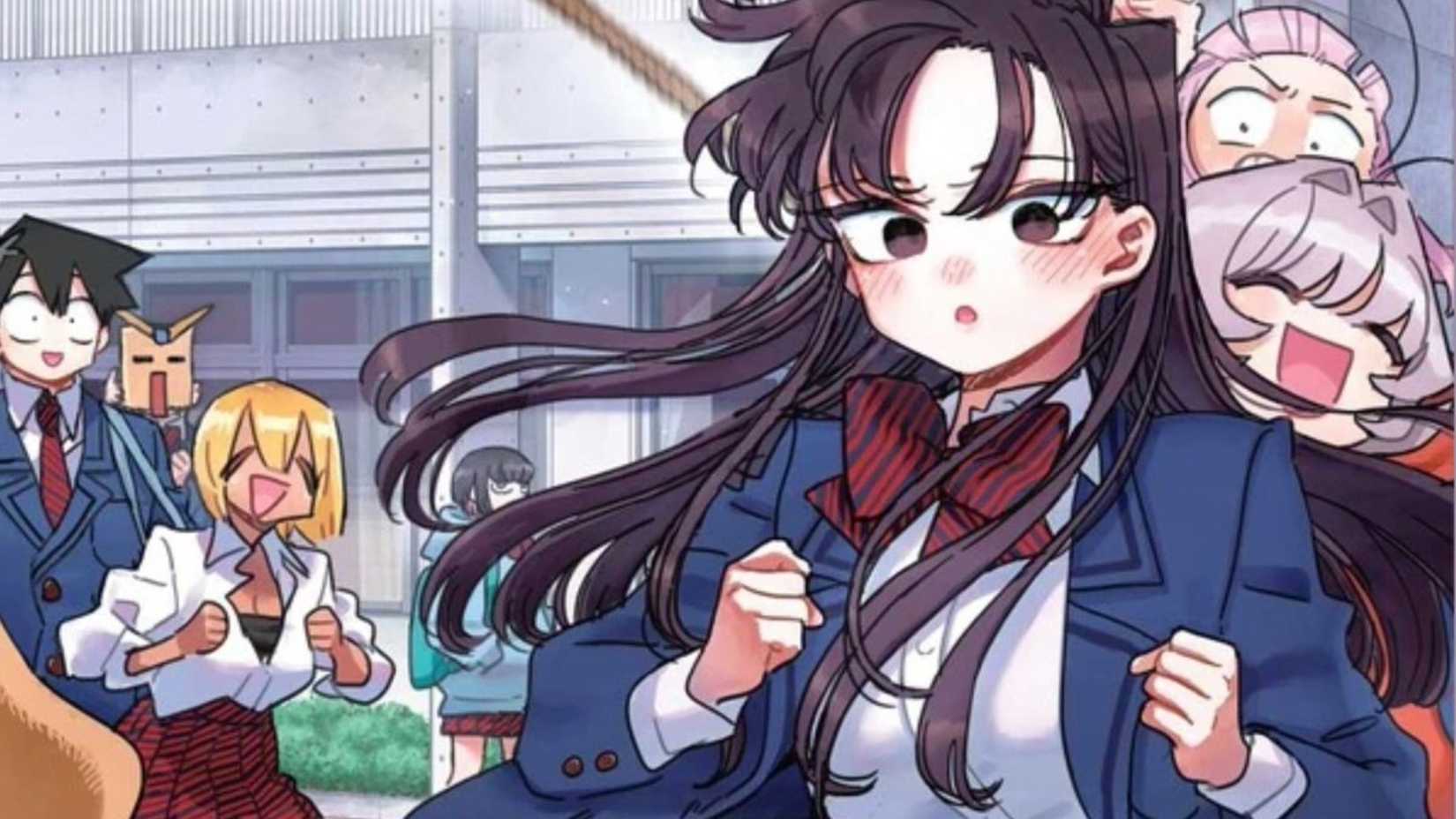 Shouko Komi looking flustered as others look on in Komi Can't Communicate manga
