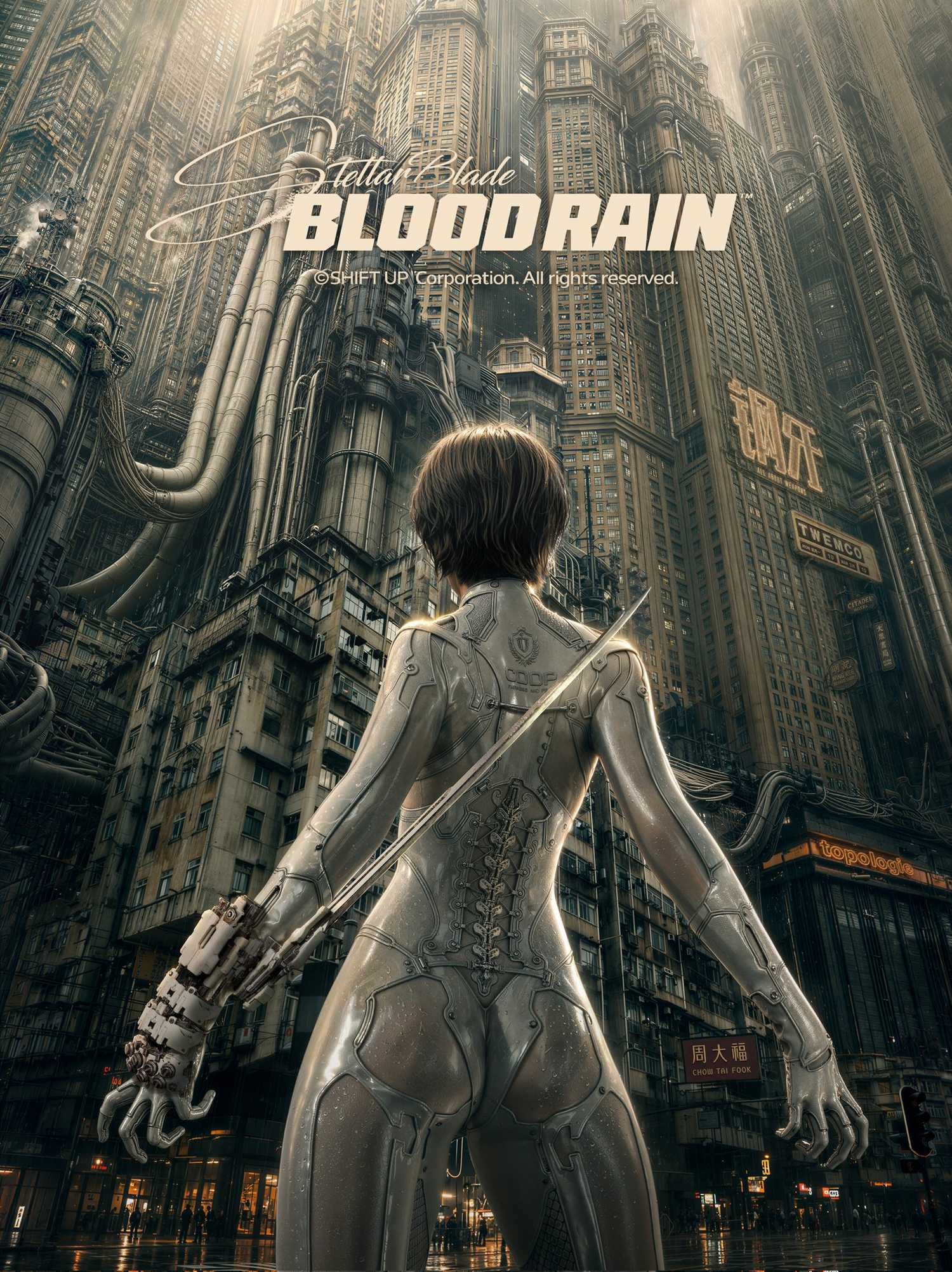 The key visual of Stellar Blade Blood Rain featuring Evie