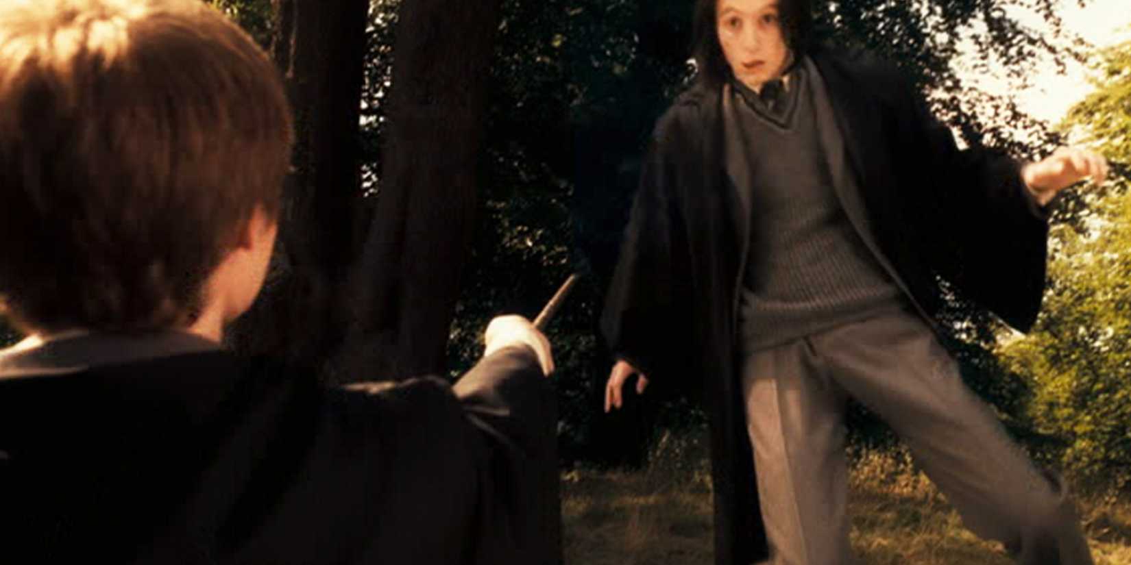 James Potter bullying Snape with Levicorpus in Harry Potter