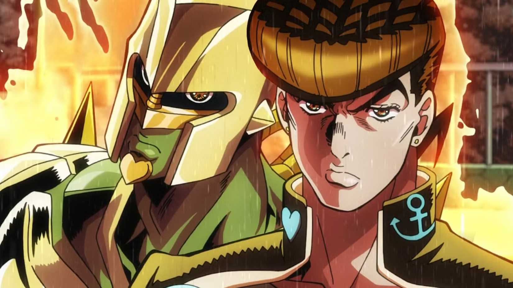 Josuke prepares to use Star Platinum on Kira in JoJo's Bizarre Adventure: Diamond is Unbreakable.