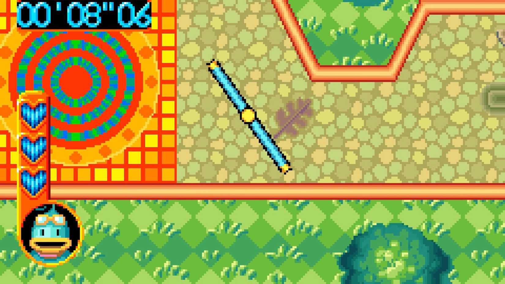 A Kuru Kuru Kururin screenshot featuring the player reaching the end of a level.