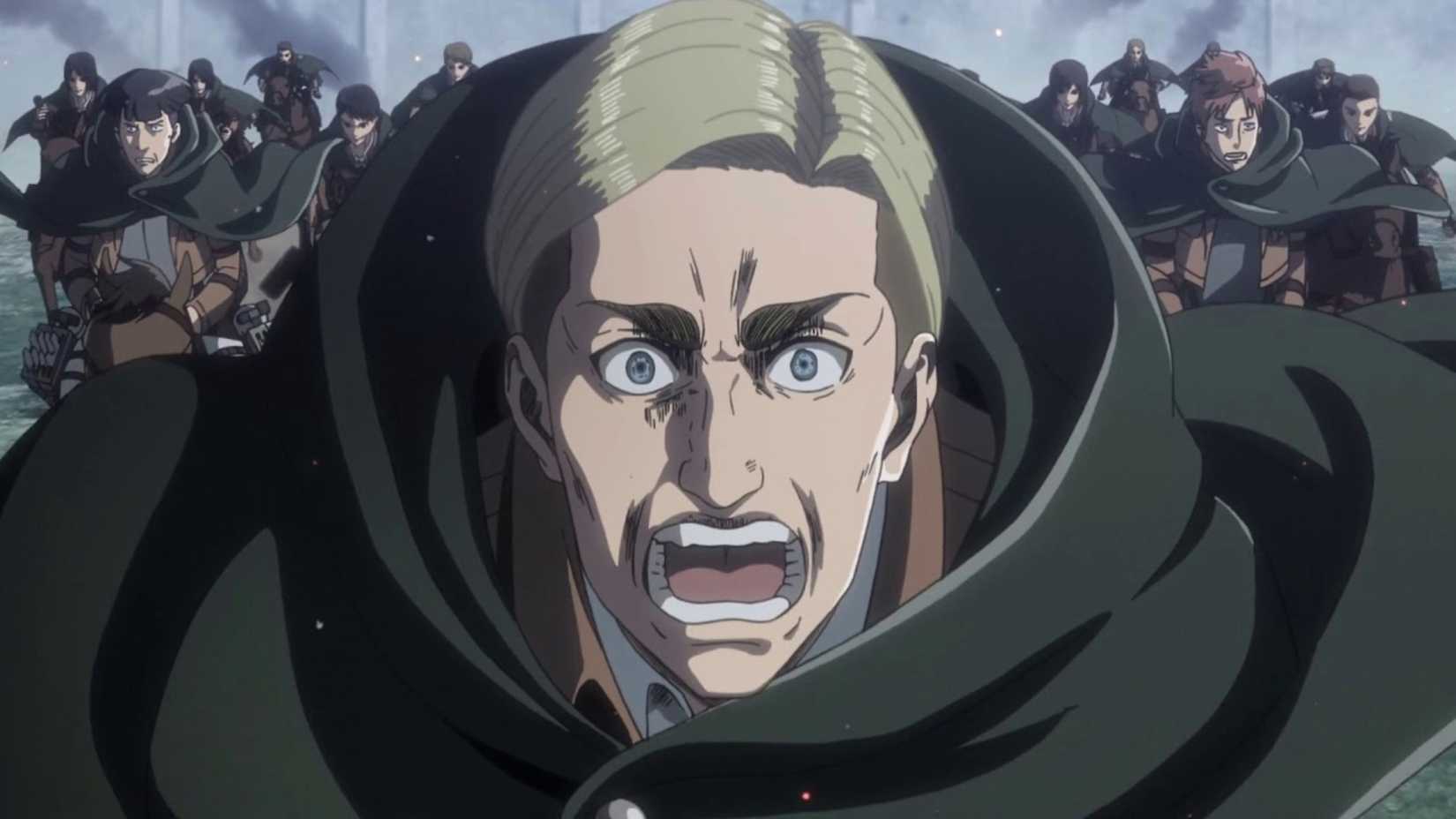 Erwin Smith leads his troops in a suicide mission in Attack on Titan.