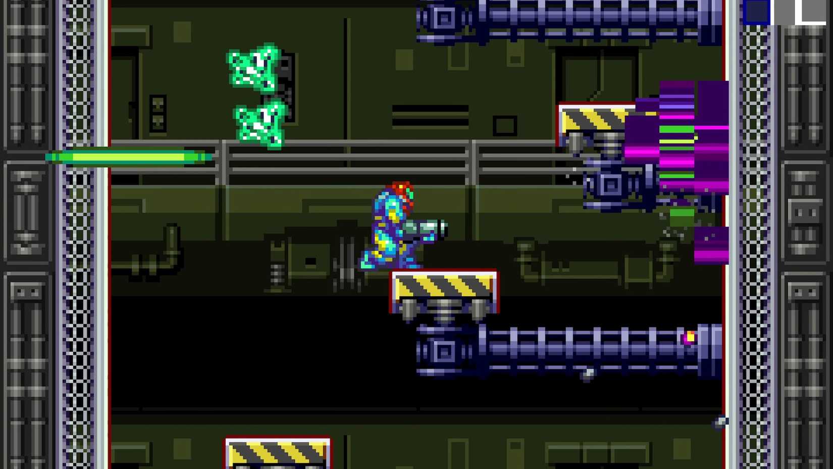 A Metroid Fusion screenshot featuring Samus.