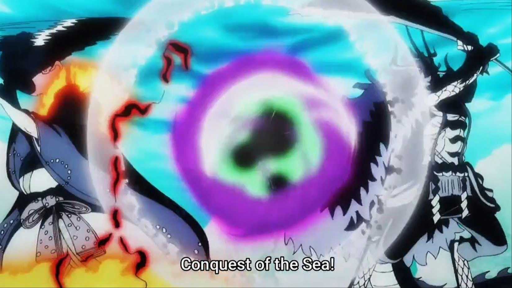 Big Mom and Kaido unleash Conquest of the Sea Hakai at the Worst Generation in One Piecec